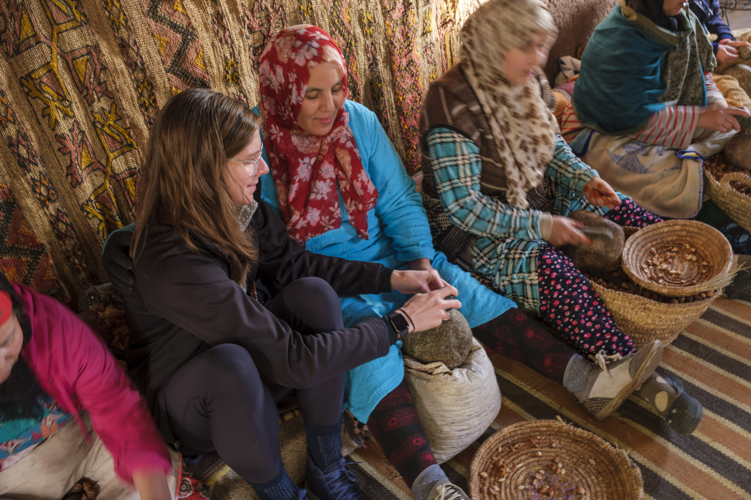  Ally learning to make argan oil (Photo/Jason Rafal) 