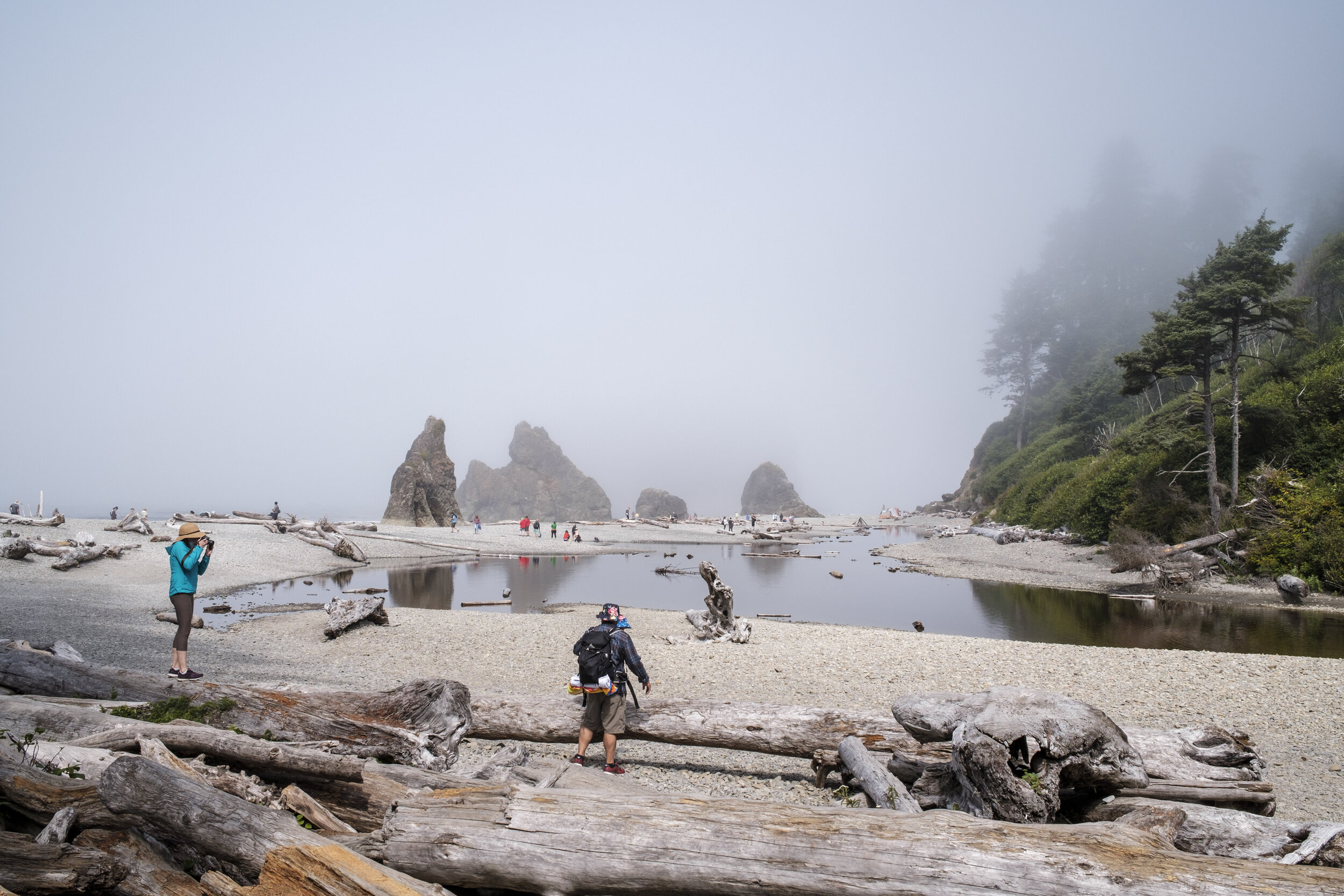  Emerging onto Ruby Beach in the mist (photo/Jason Rafal) 