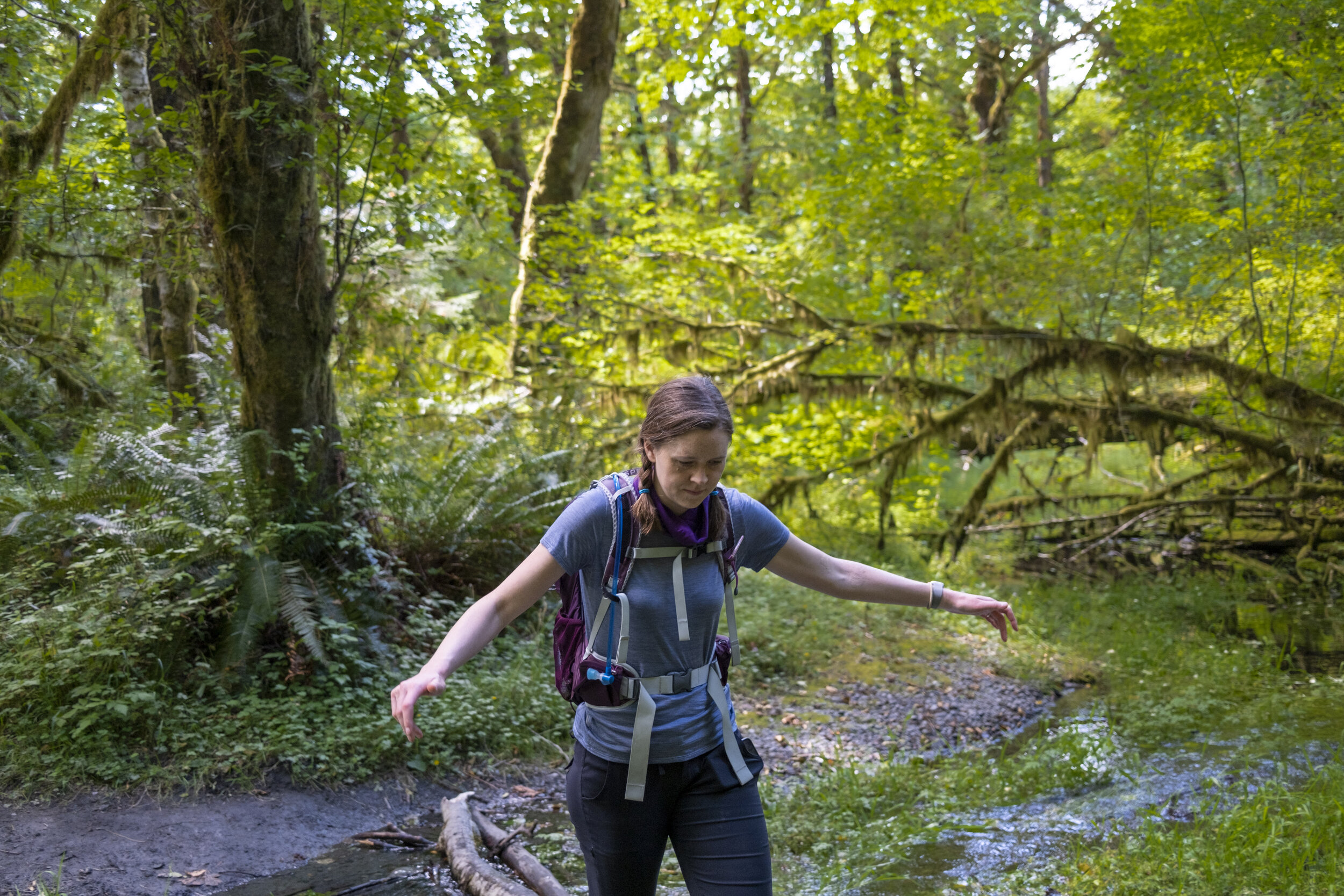  Crossing a creek in the rainforest (photo/Jason Rafal) 