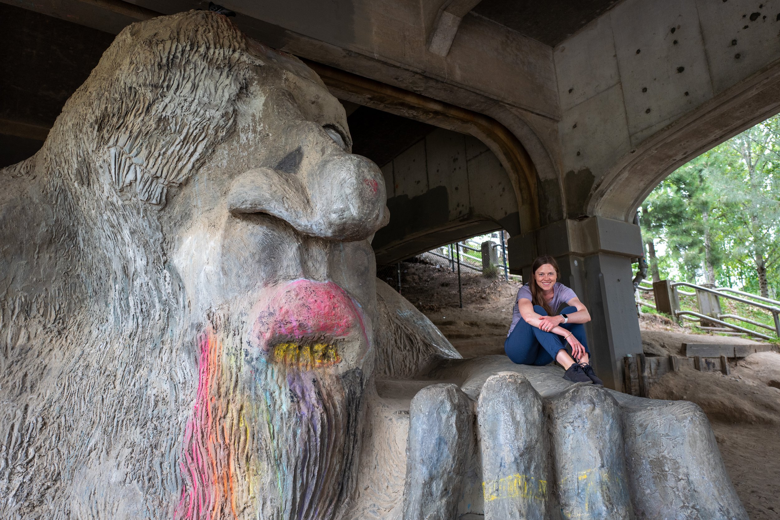  Nicole with the Fremont Troll in our new neighborhood 