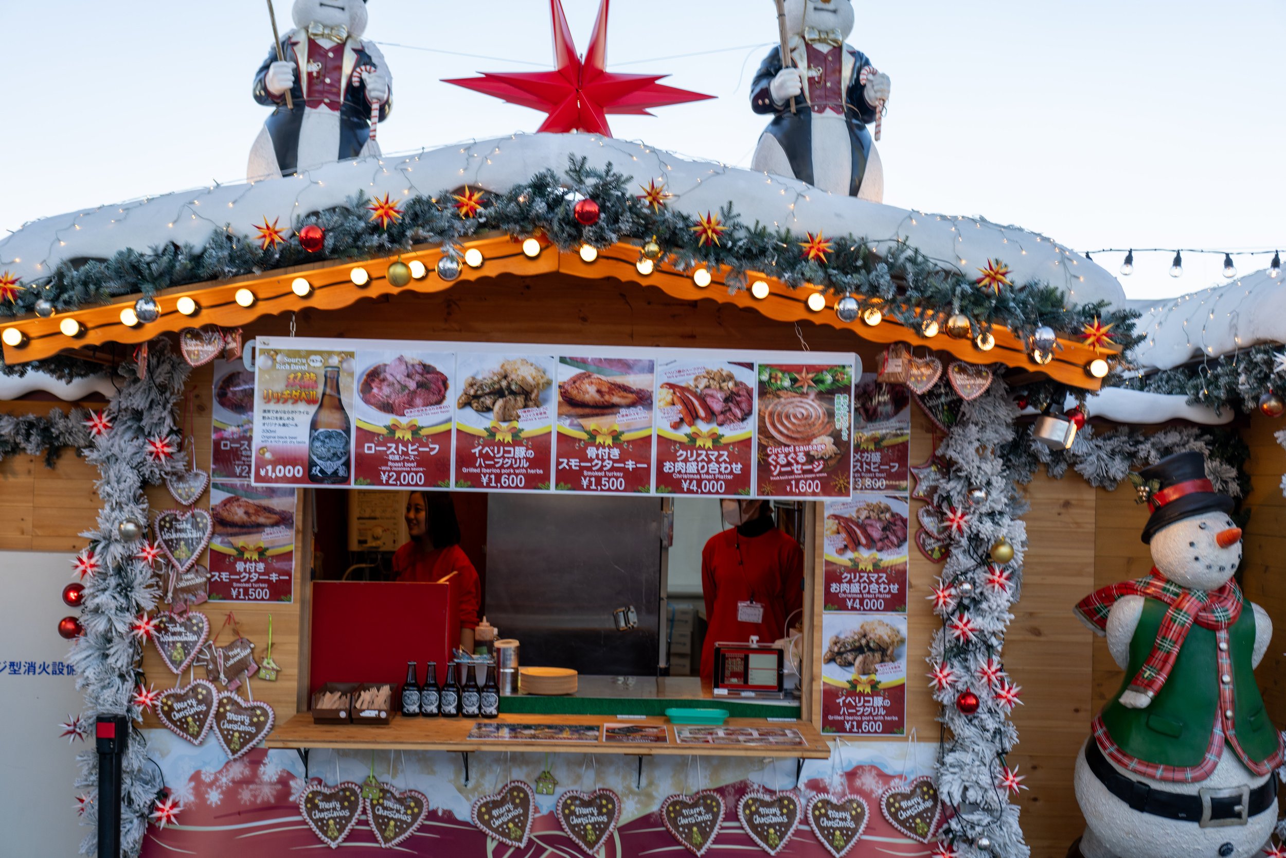  A very surreal moment of fake snow and European sausages (photo/Jason Rafal) 