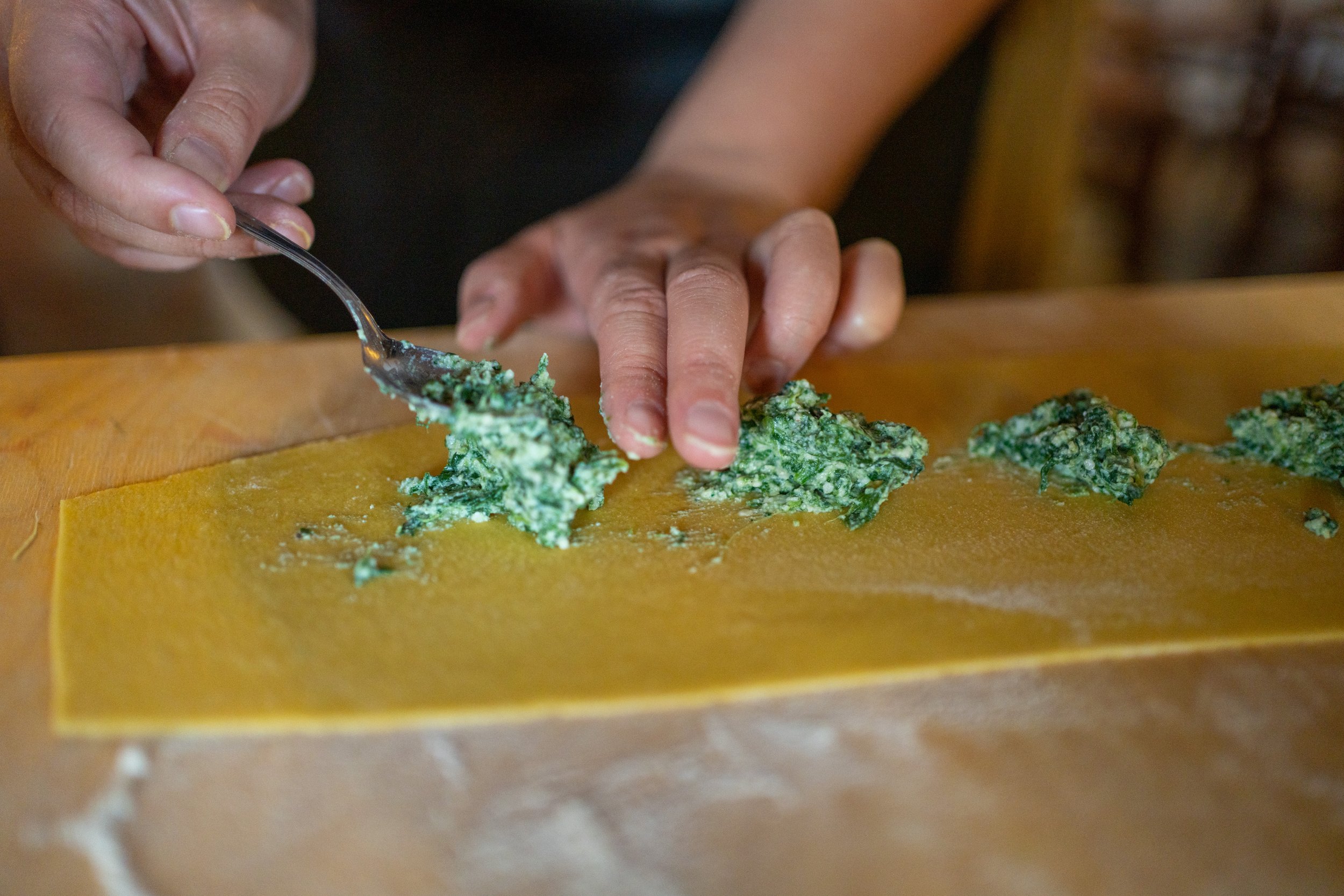  Filling the ravioli (photo/Jason Rafal) 