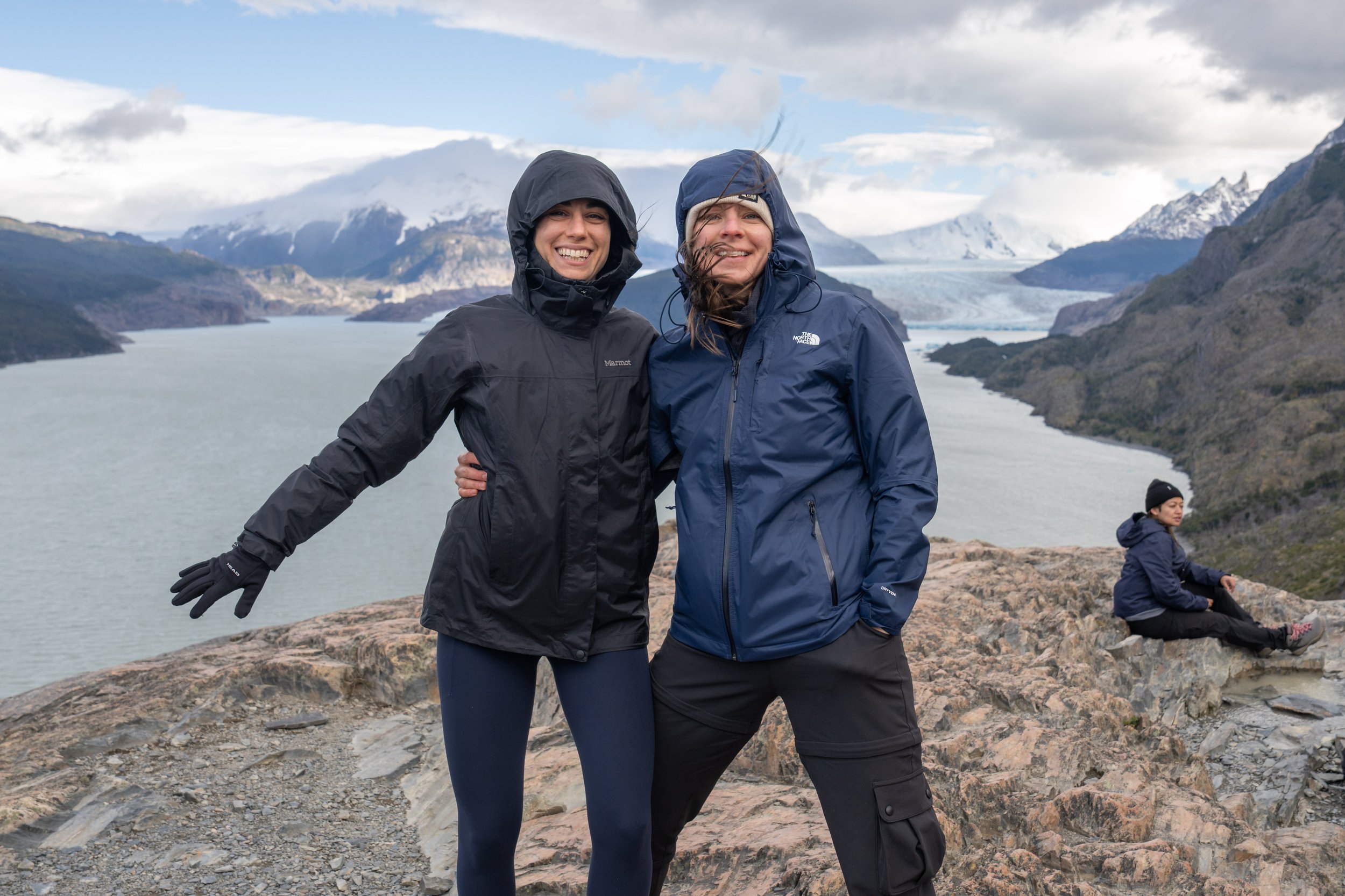  Emilie and Ally in the glacial wind (photo/Jason Rafal) 