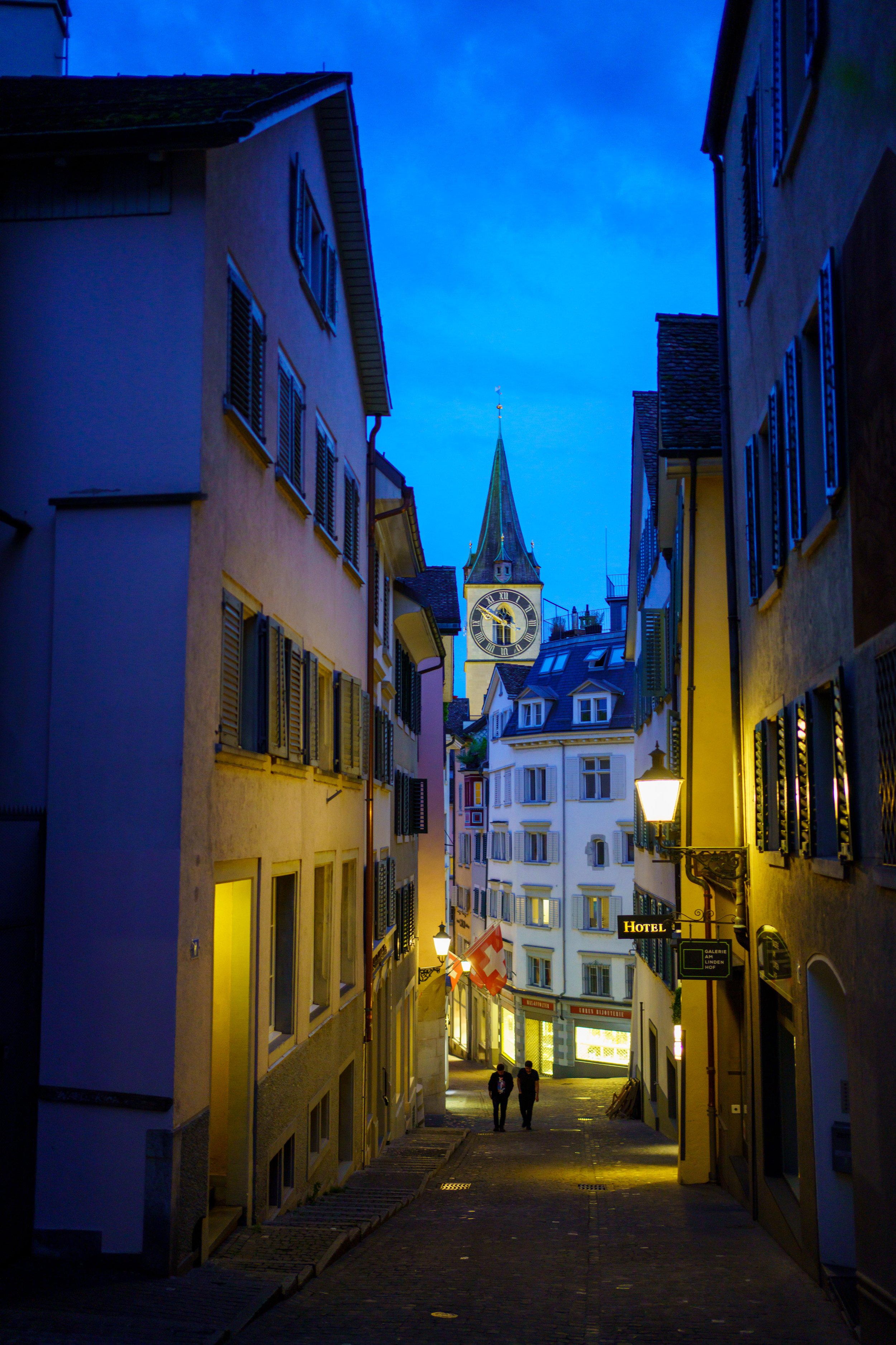 Quiet nighttime streets in Zurich (photo/Jason Rafal)