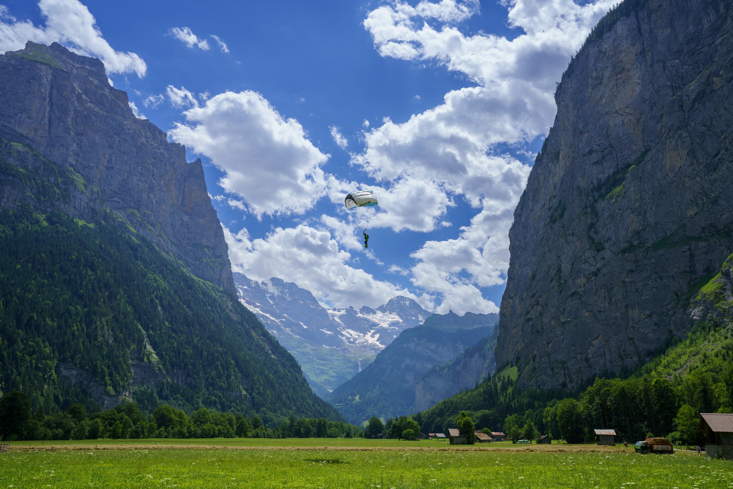 A base jumper comes in to land (photo/Jason Rafal)