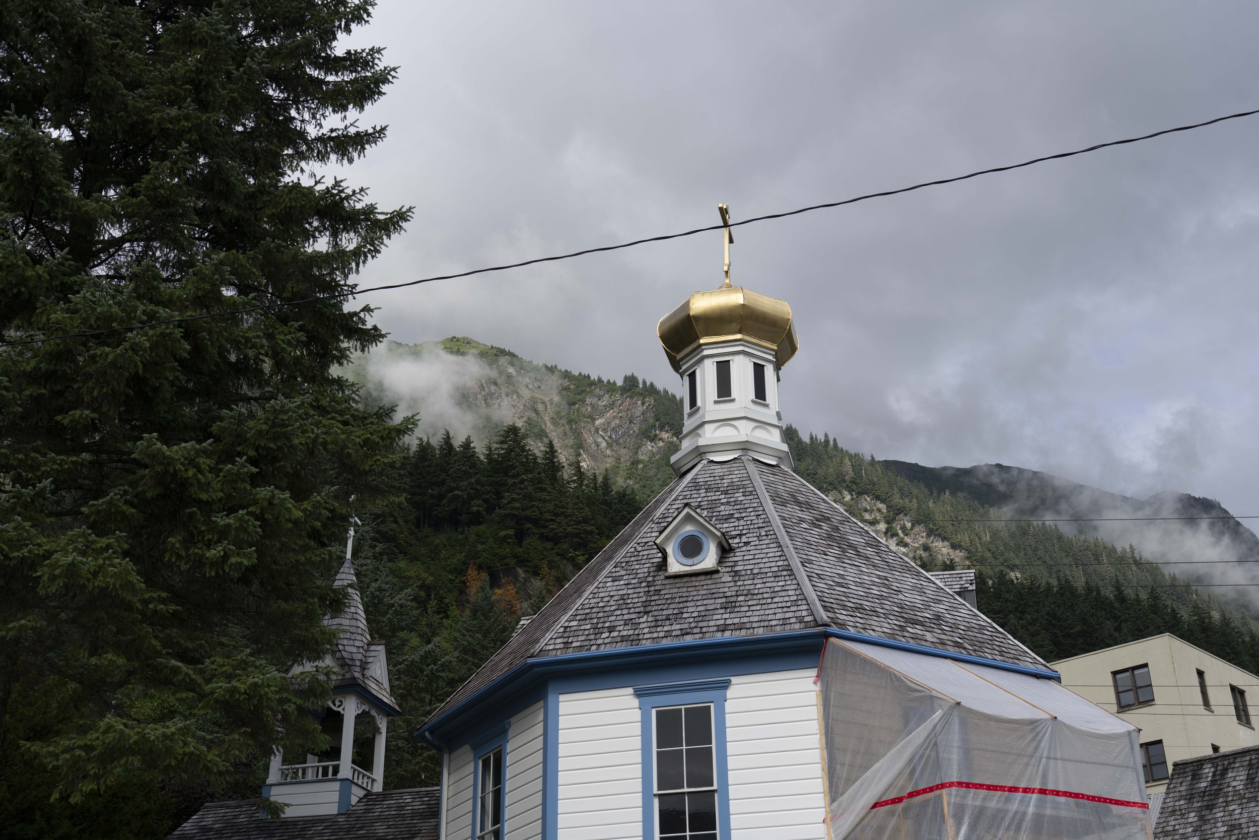 A small under-construction church.