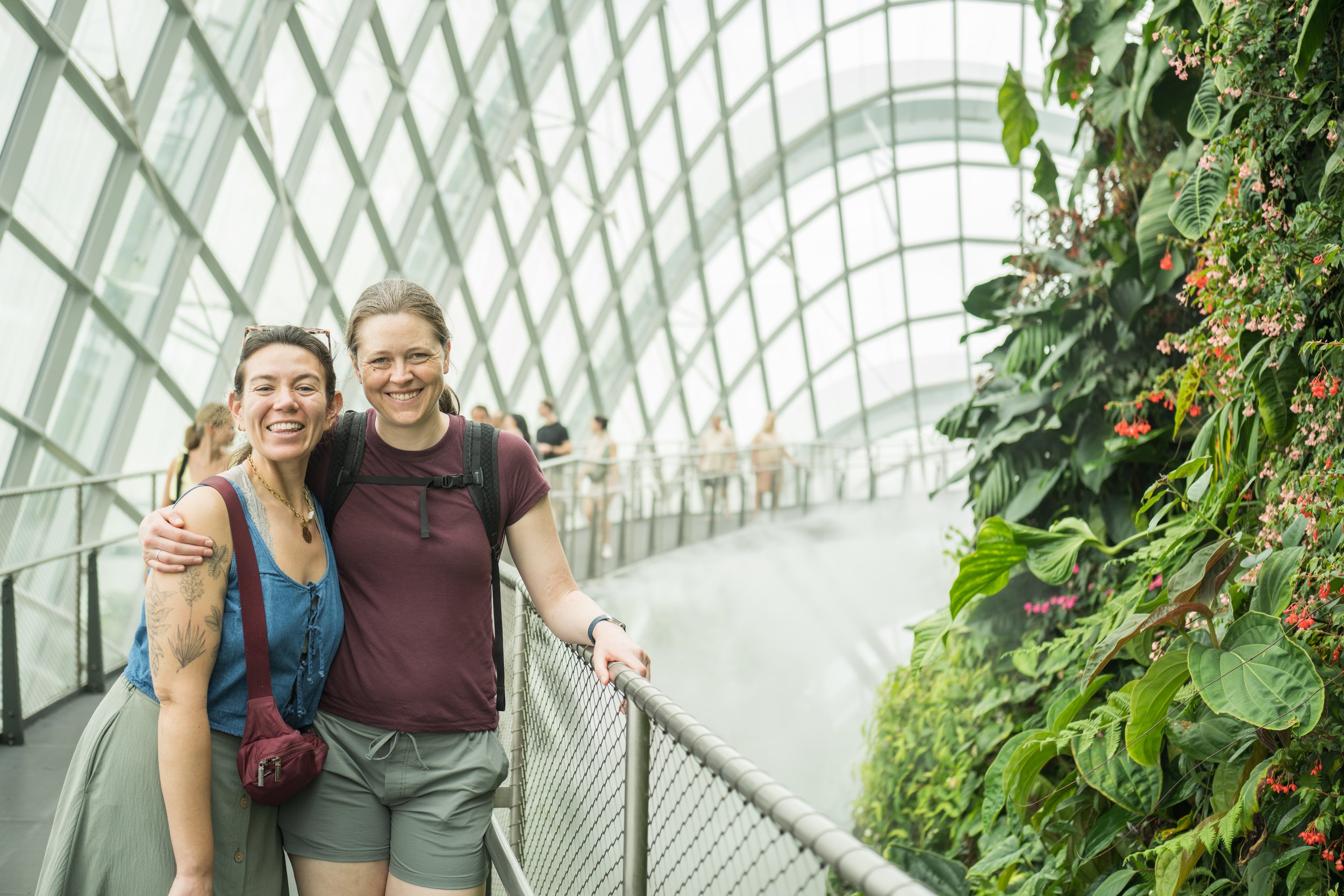 Nicole and Bella on a walkway in the Cloud Forest.