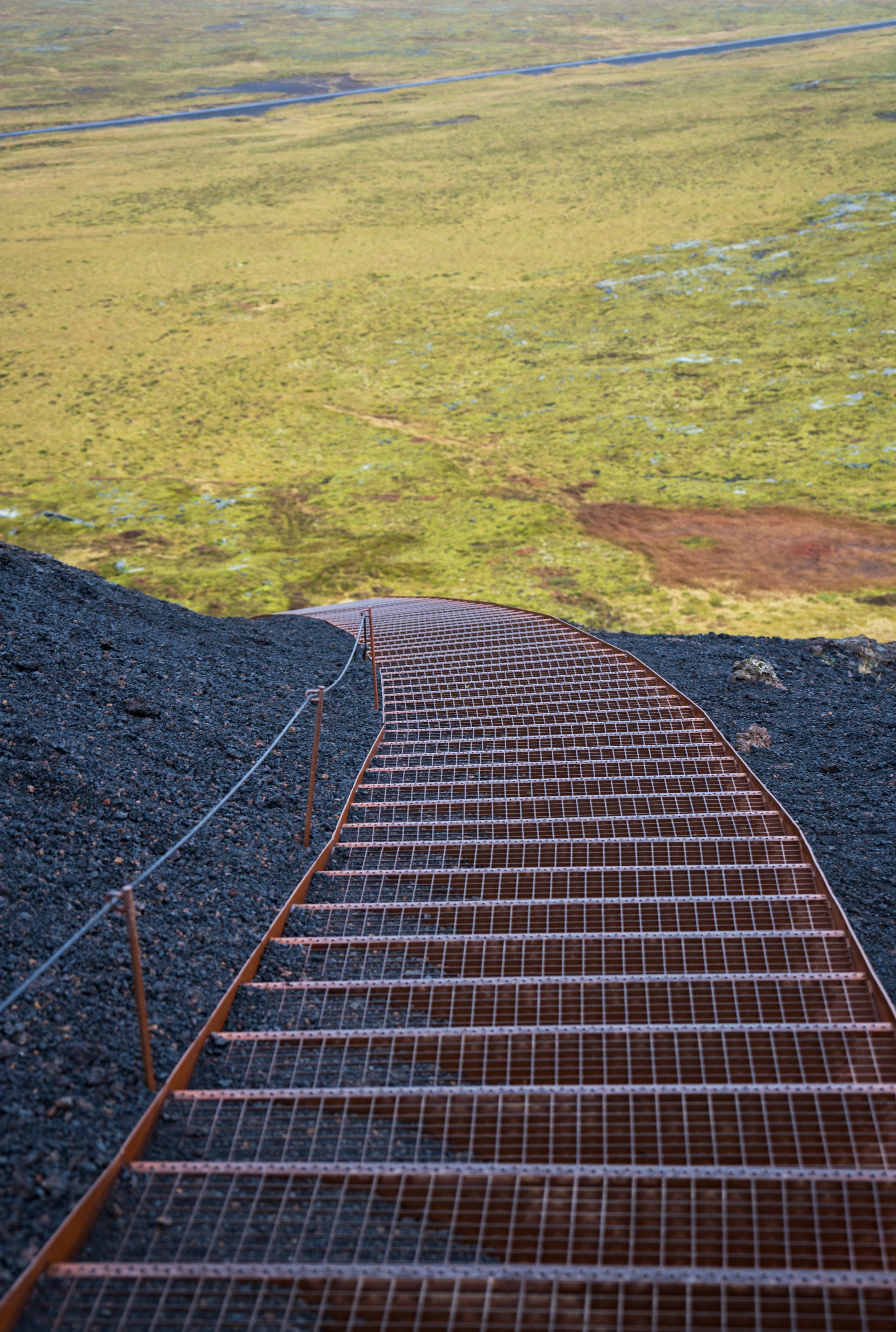  Looking down the stairs descending the crater (photo/Jason Rafal) 