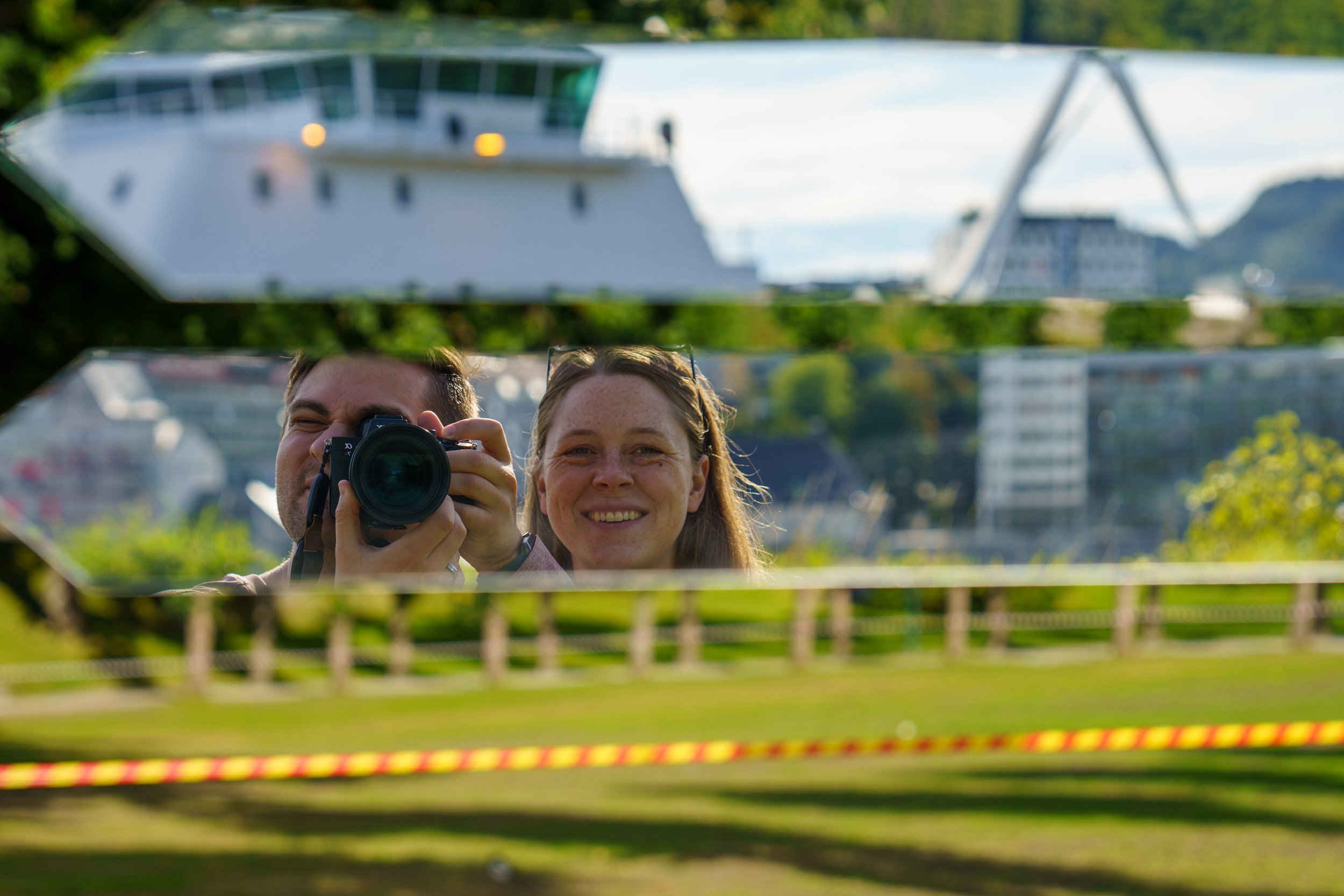 Self portrait in an art piece at the Bergenhus Fortress (photo/Jason Rafal)