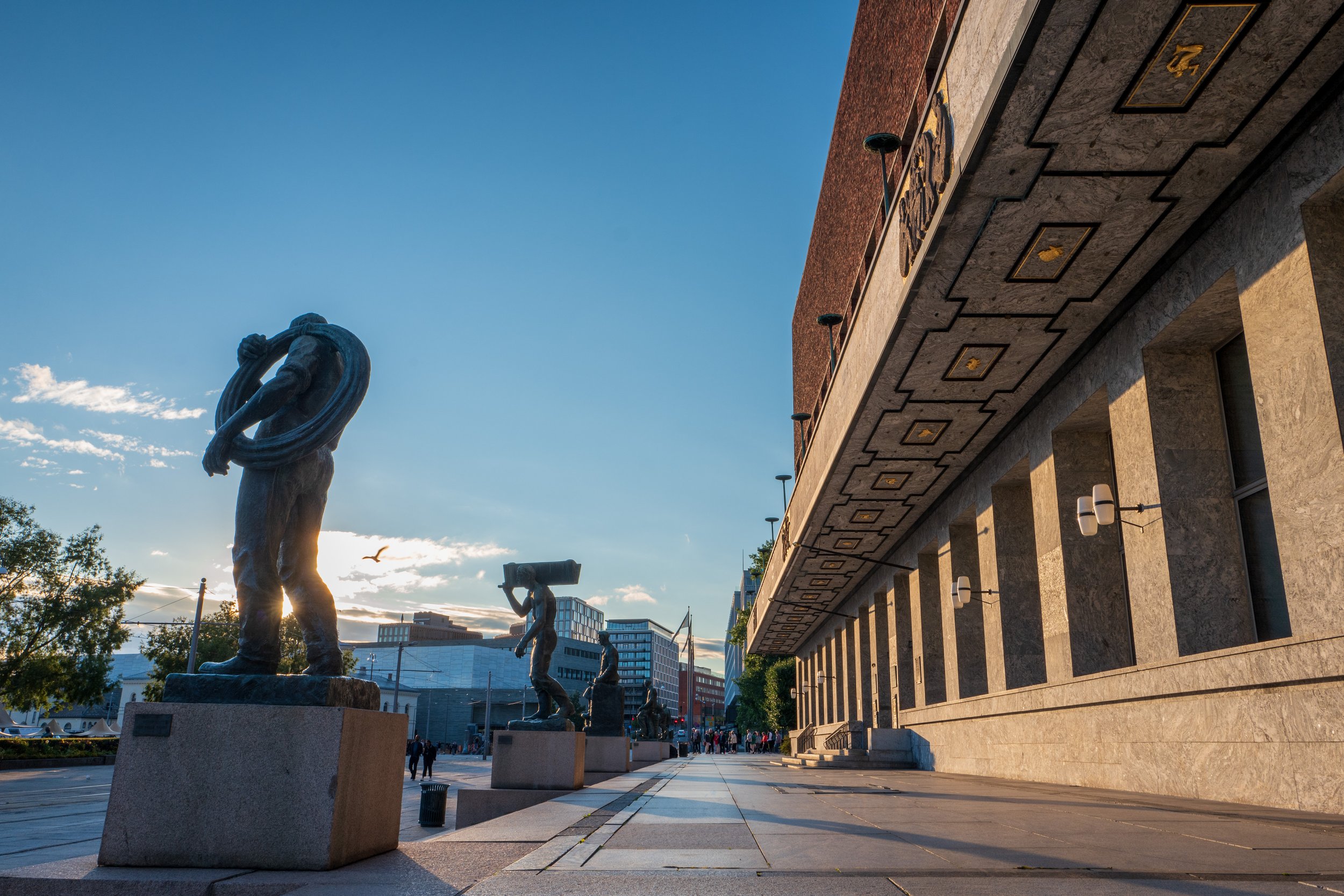 The statues outside of the Oslo city hall (photo/Jason Rafal)