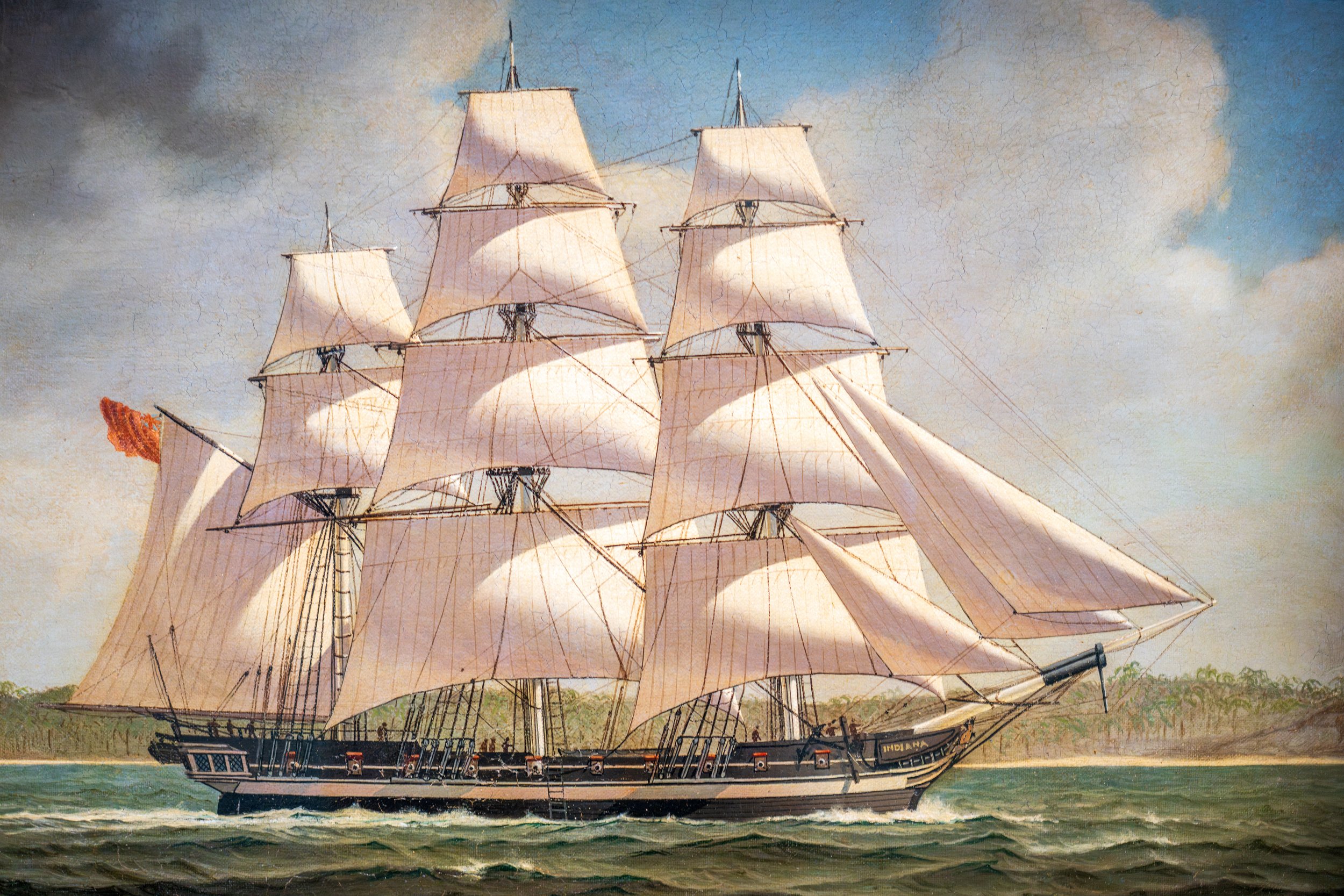 A painting of a ship.