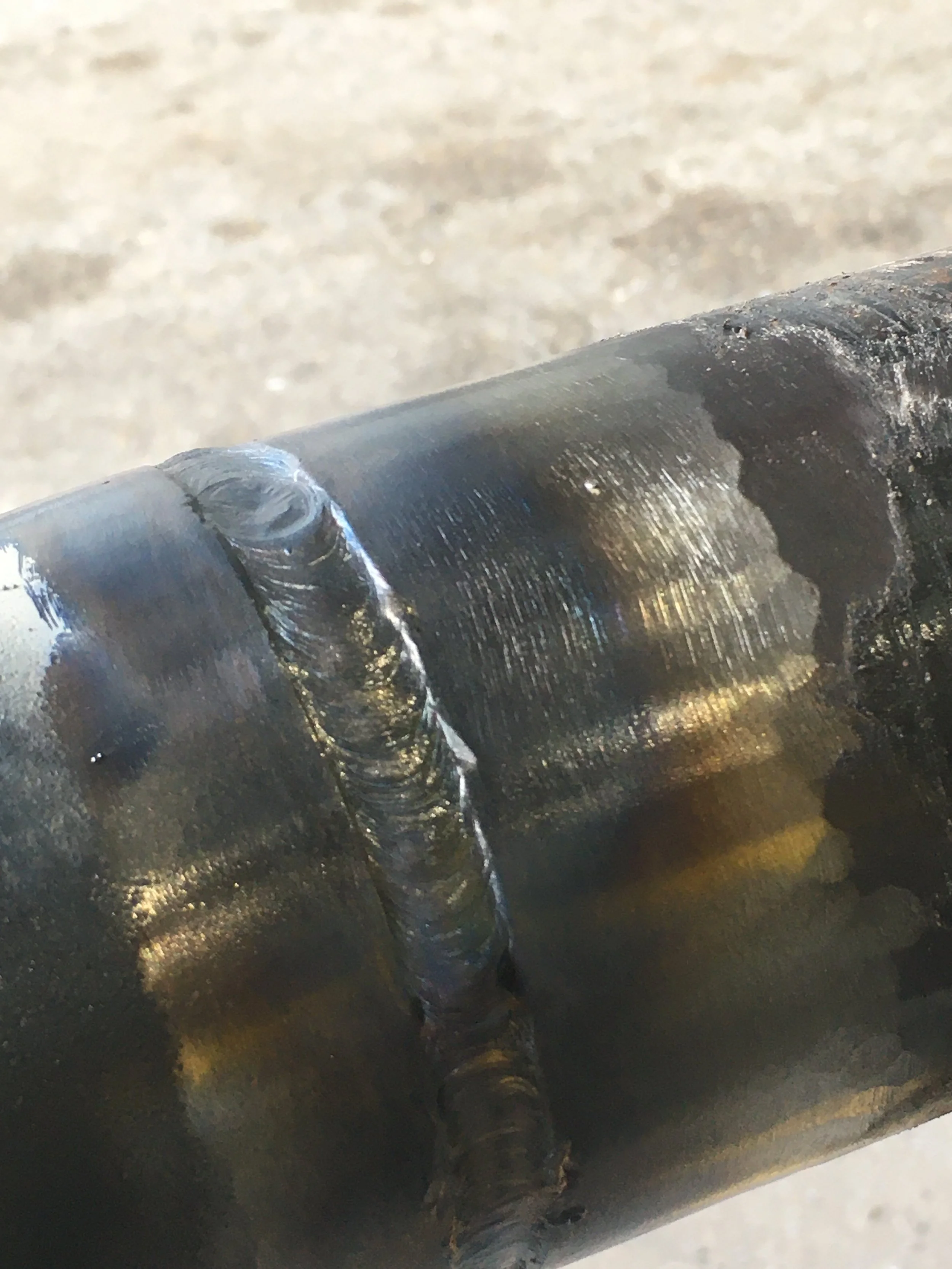 Stick fill on pipe. Ready for a cap