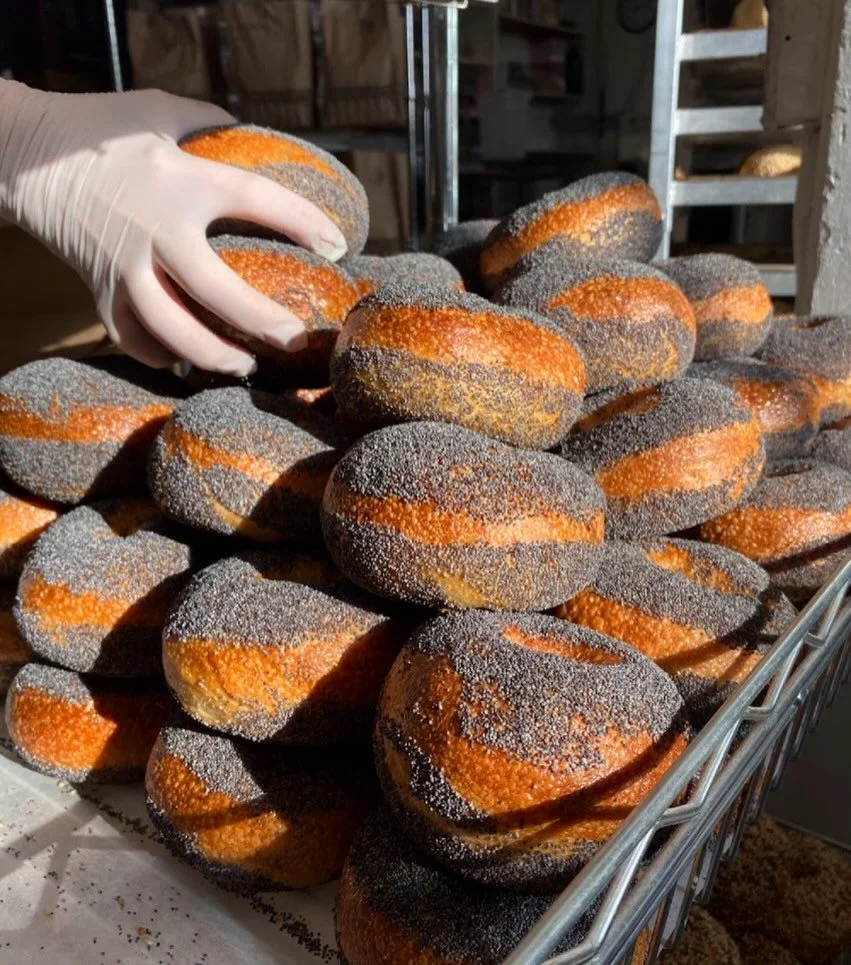 Poppy&rsquo;s in the AM light.  We&rsquo;ve got a fresh stock for your Friday bagel needs.