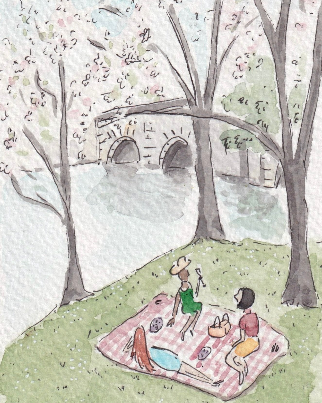 One of the originals I&rsquo;ll be bringing to the Mother&rsquo;s Day art show Saturday at Carlyle square in Alexandria 11-5! I took inspiration from friends having a picnic on the shores of the Tidal Basin in DC during peak bloom of the cherry bloss