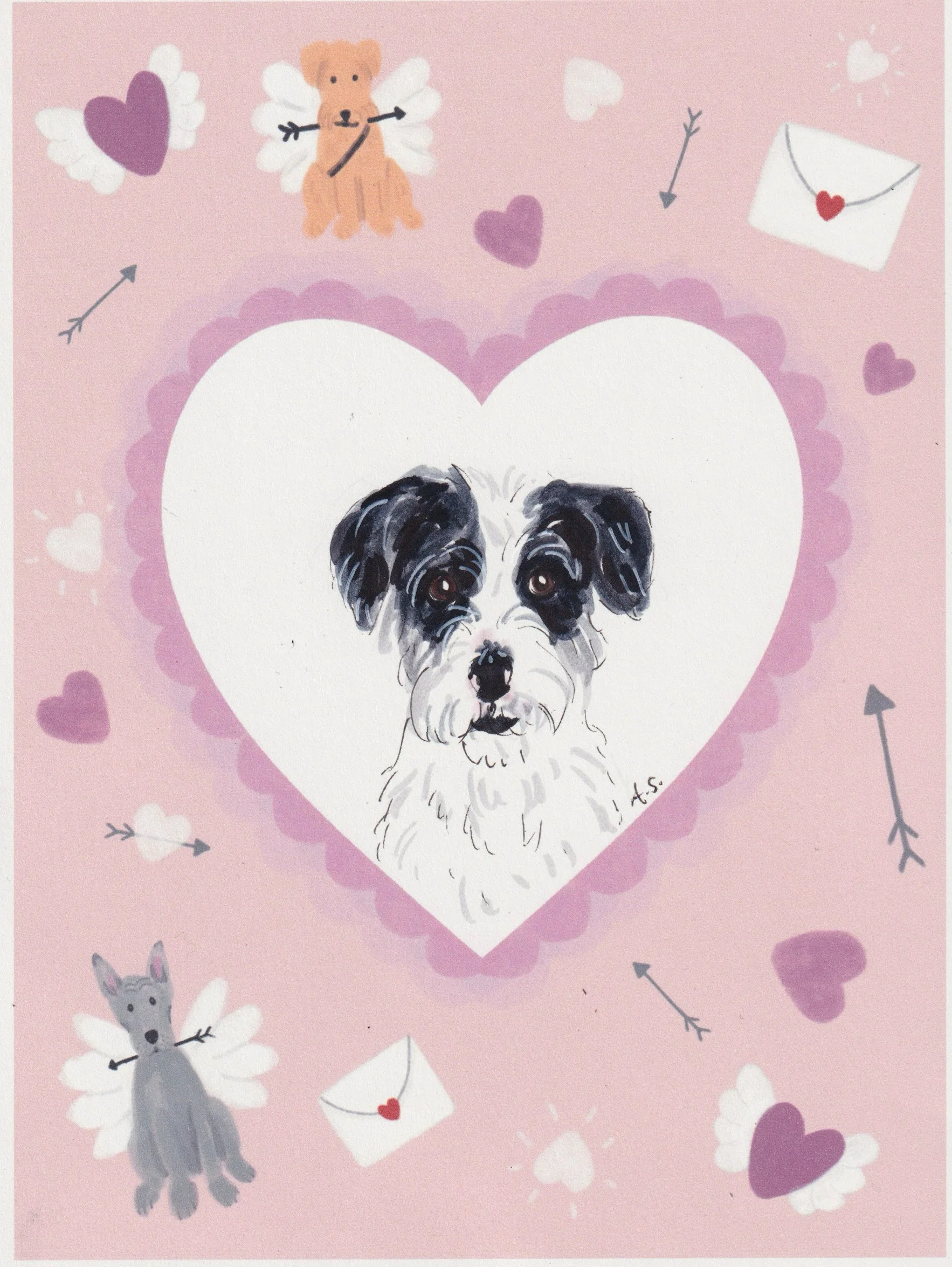 Valentine's Day heart frame pet marker sketch