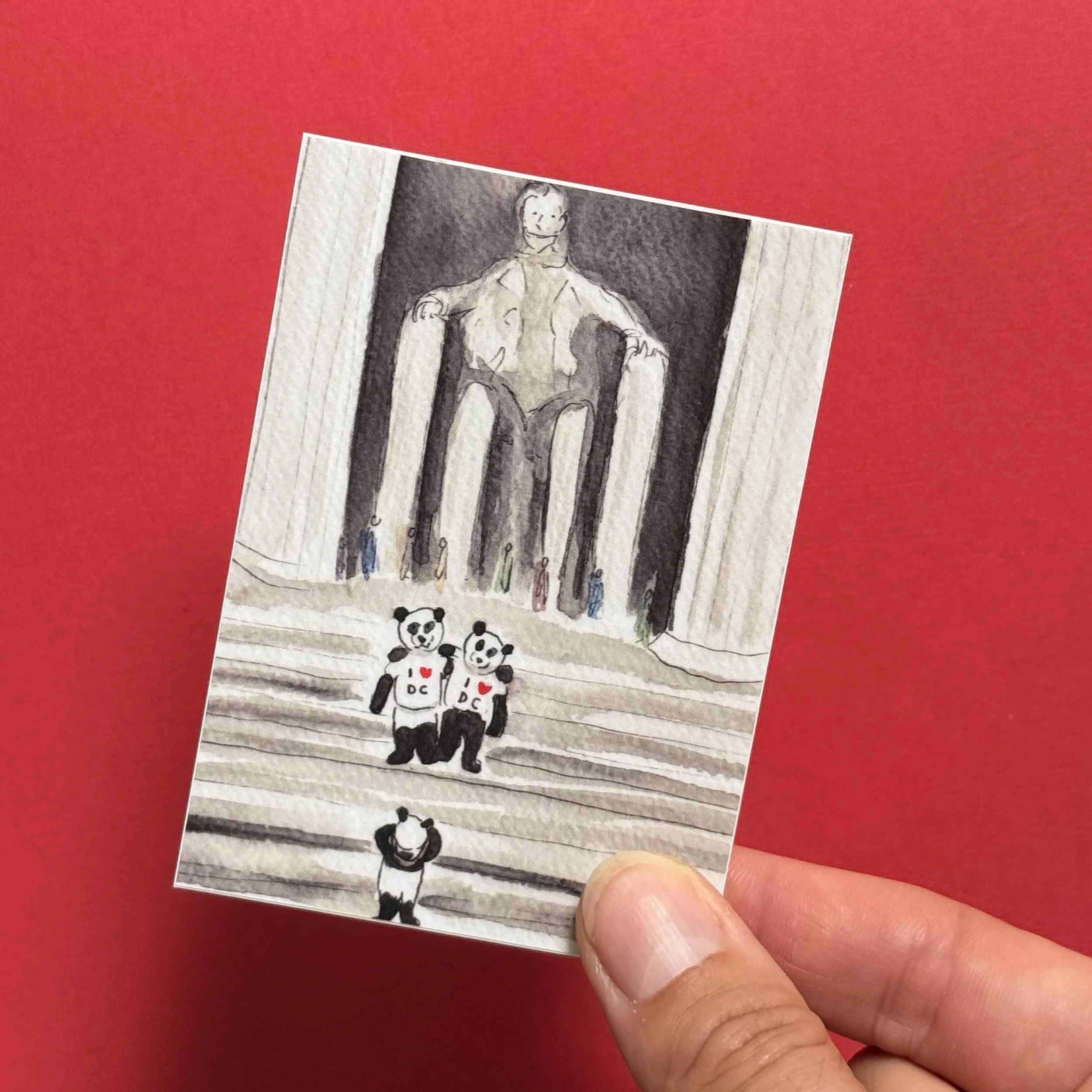 Pandas at Lincoln Memorial sticker
