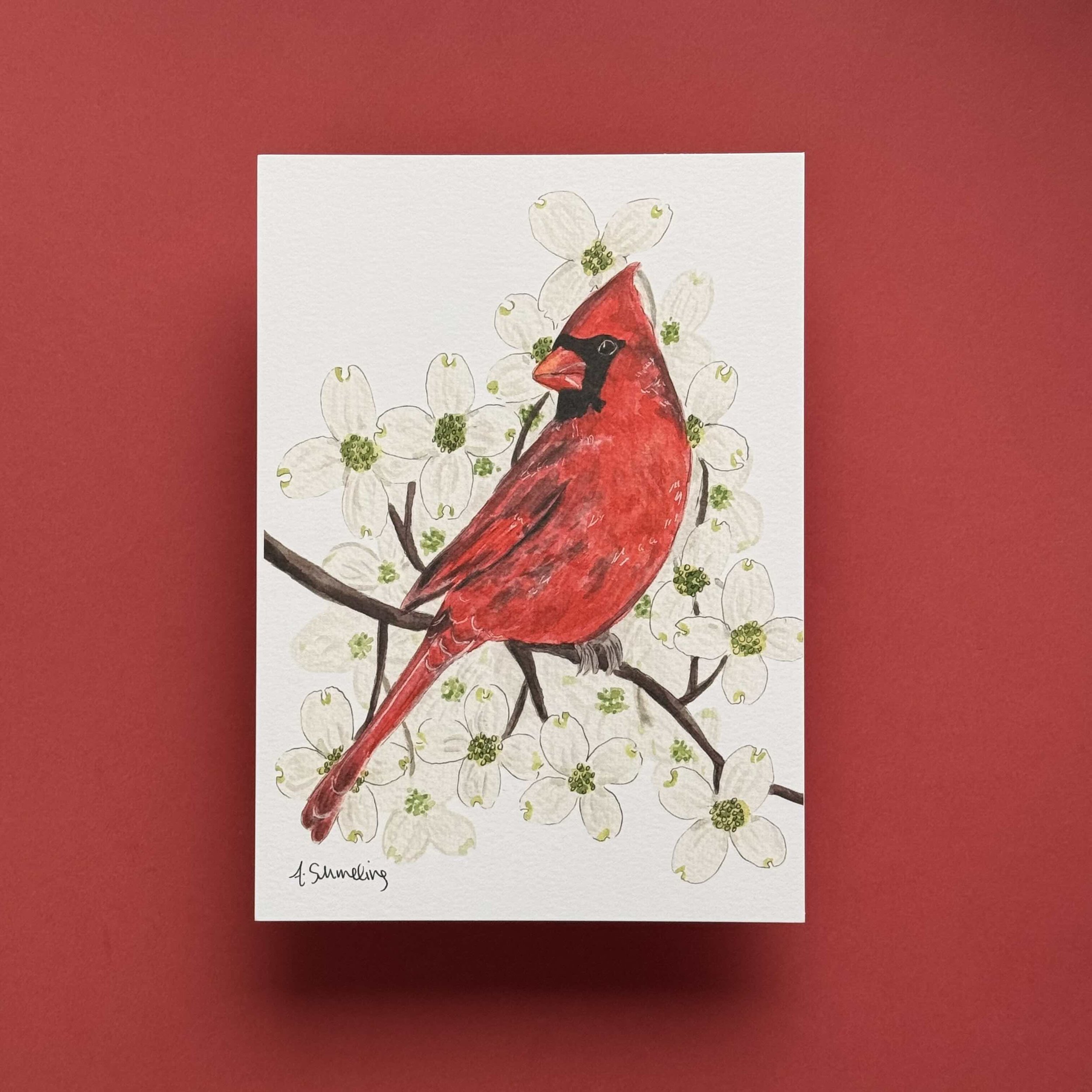 Cardinal and dogwood print