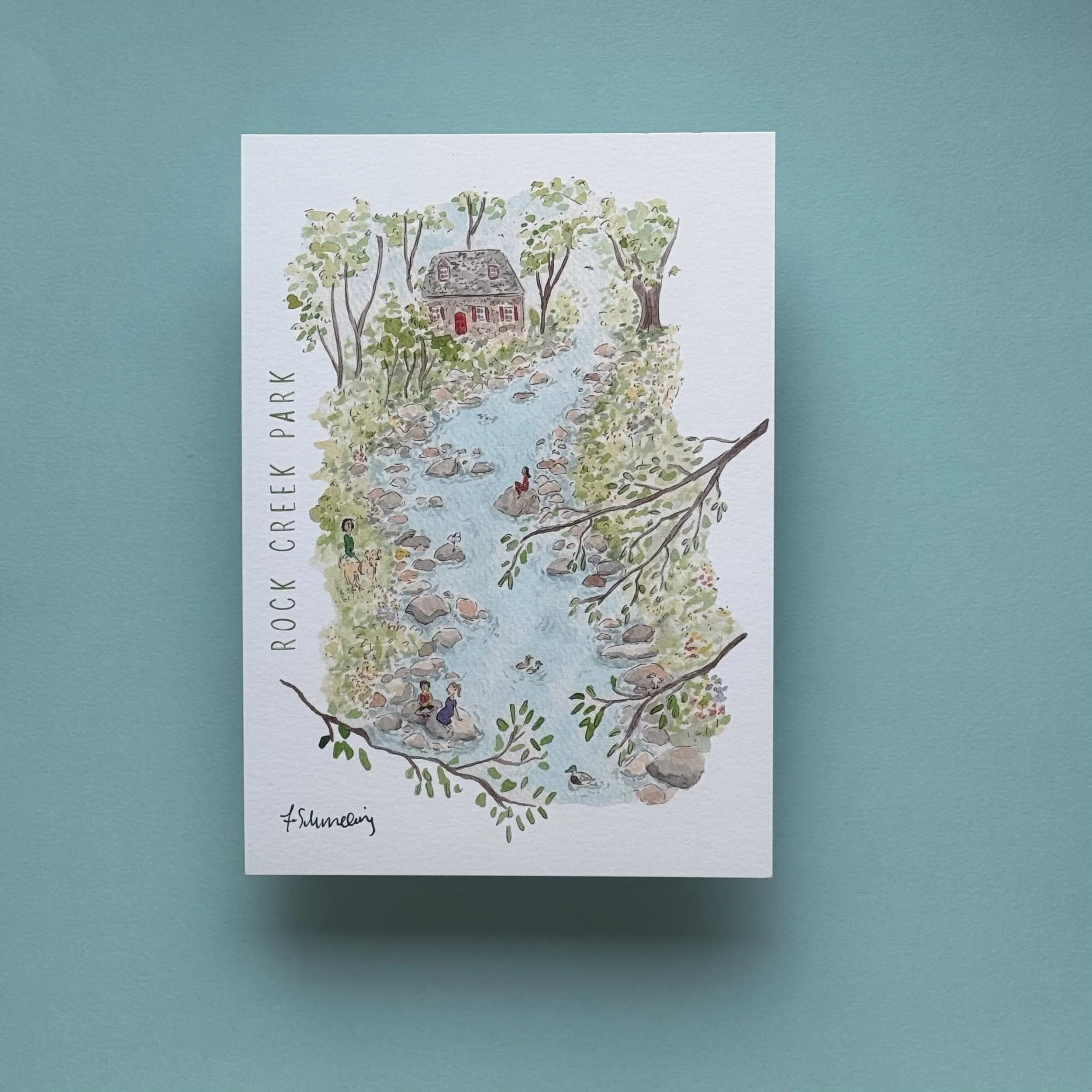 Rock Creek Park print - people with cottage