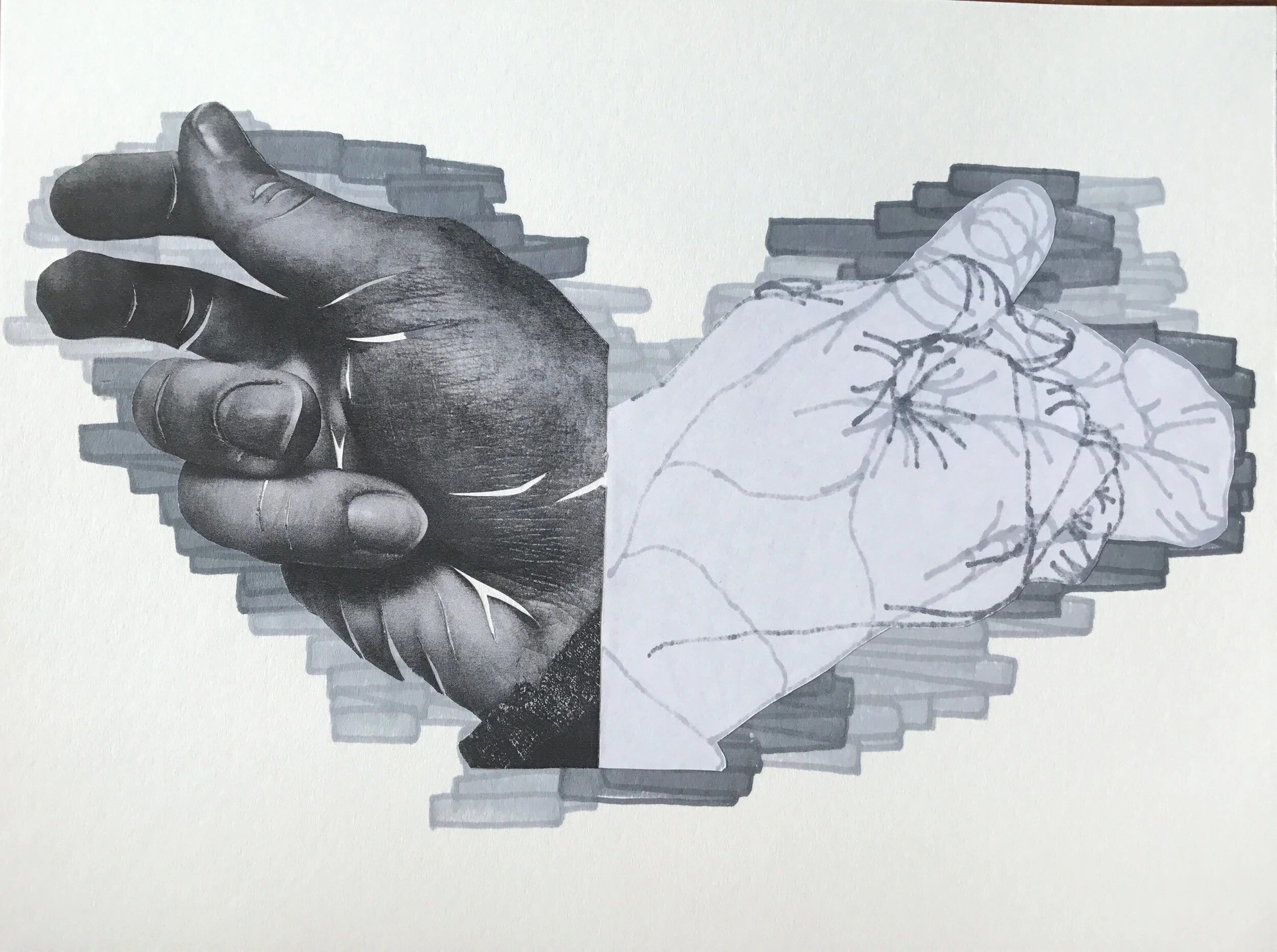  Mixed Media Collage, Xerox Photocopy, Prismacolor Marker, Bristol Board, 2018 