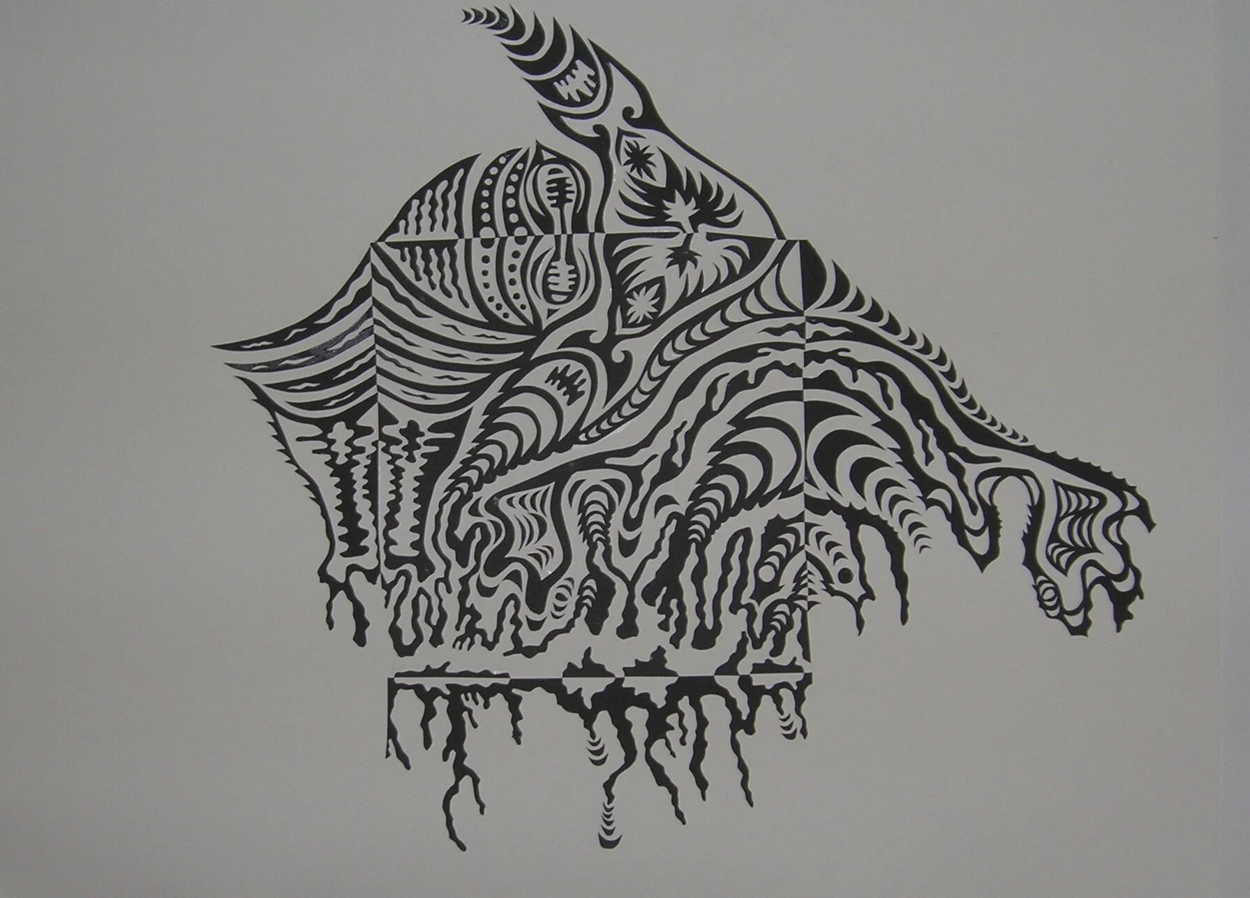  Notan, Hand Cut Paper, Nori Glue, Bristol Board, 18x24", 2012 