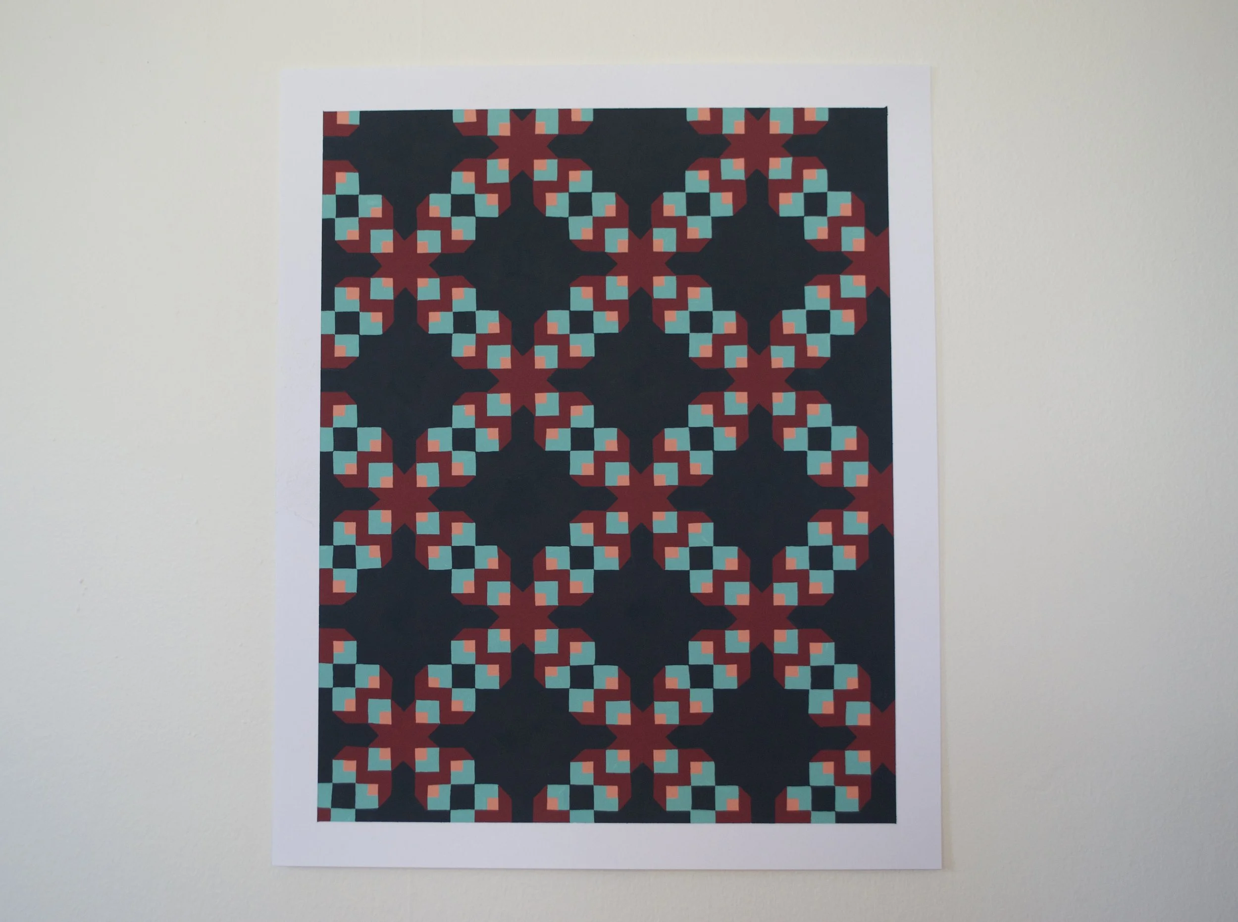  "Over and Over", Acrylic Gouache on Bristol Paper, 14x17", 2022 