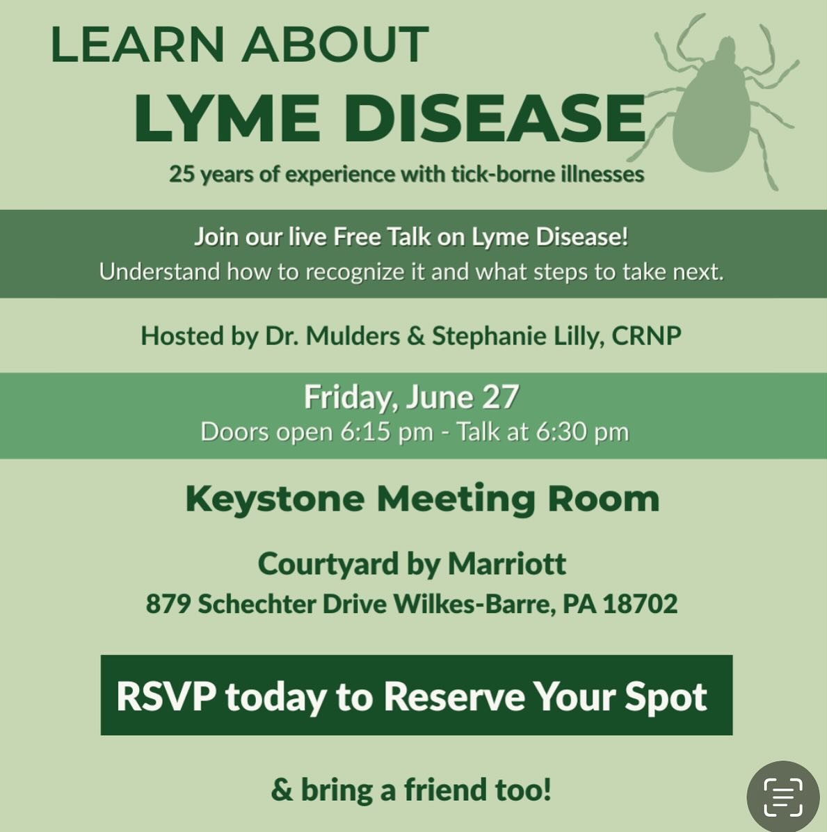 Feeling exhausted, foggy, or achy &mdash; but no clear diagnosis?
You might be dealing with Lyme disease or co-infections.

We&rsquo;re hosting a free talk to help you understand the symptoms, testing options, and holistic treatments for Lyme.

🗓️ F