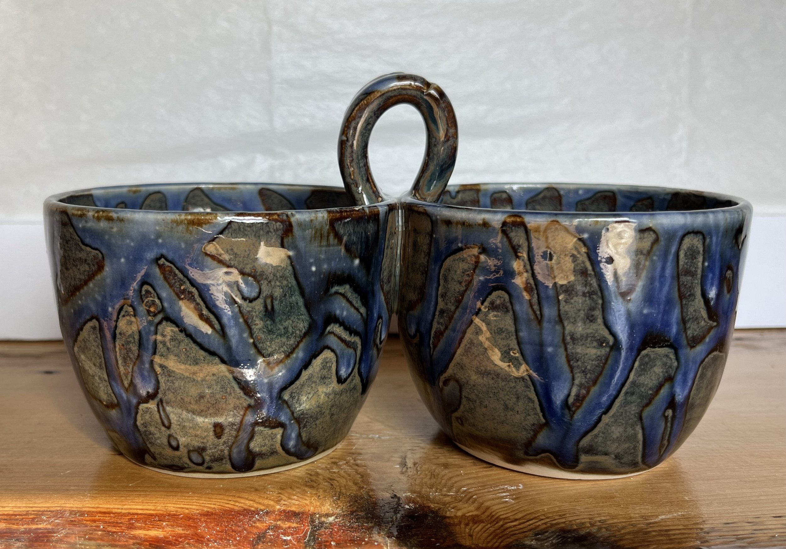 Guacamole and Salsa dish in floating blue and blue accents