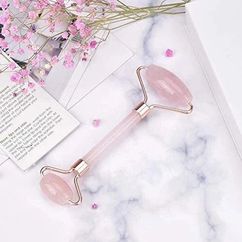 rose quartz stone facial roller