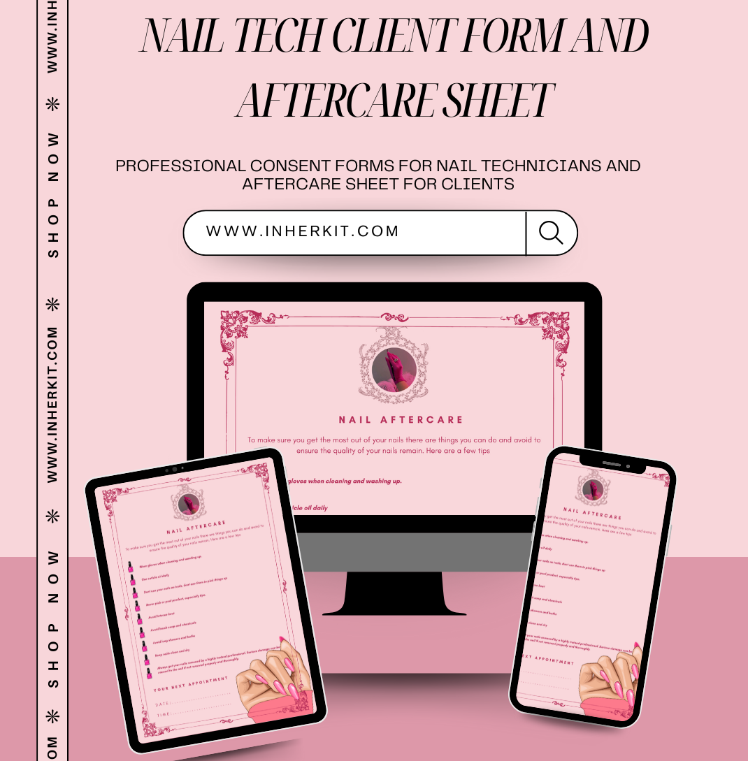 Nail Technician Client Consent Form and Aftercare Sheet for Clients