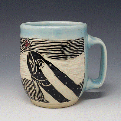 Handmade Ceramic Trout Coffee Mug — Terrapin Tile & Pottery