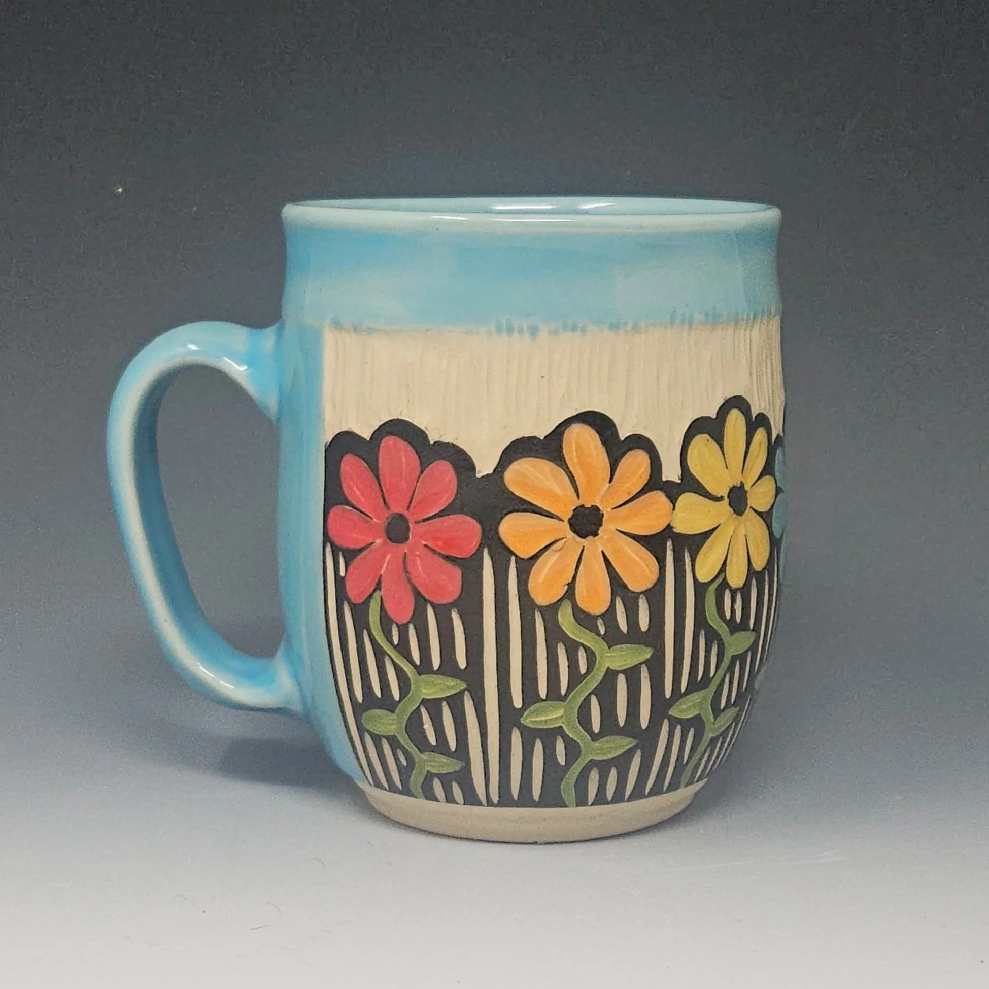 Sgraffito Small Daisy Mug
