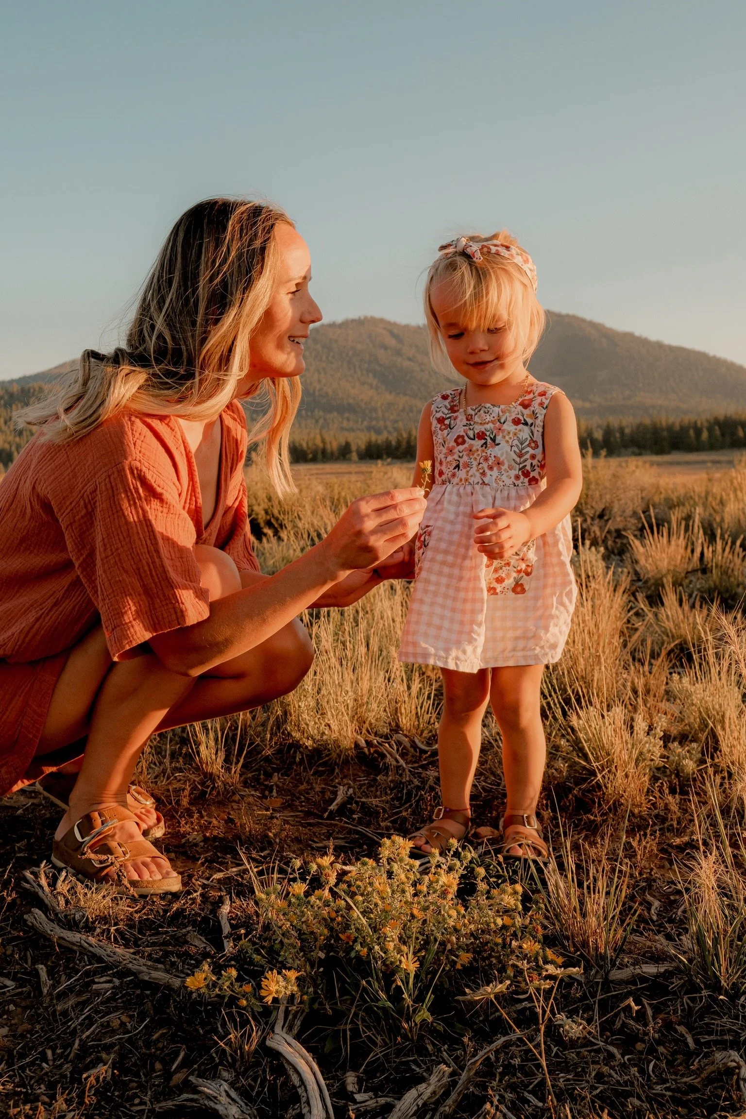 Mother and daughter in nature