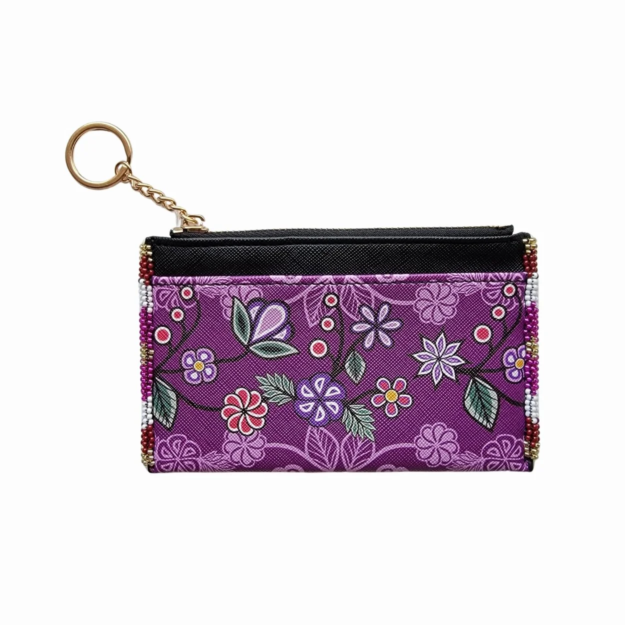 Ojibwe Florals Beaded Wallet Keychain