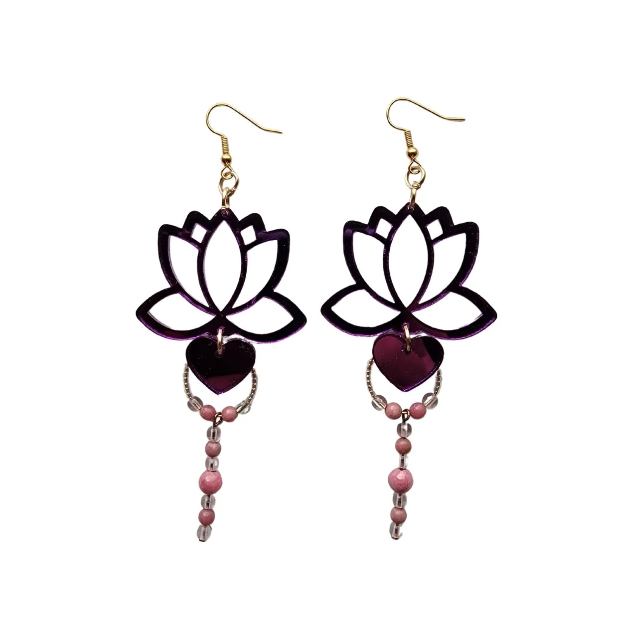 Lotus Floral Heart Earrings
