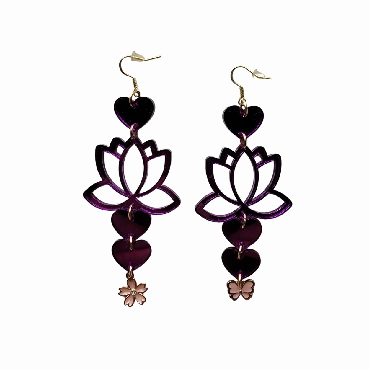 Lotus Floral Charm Earrings