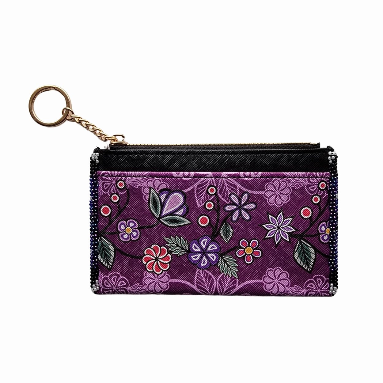 Ojibwe Florals Beaded Wallet Keychain