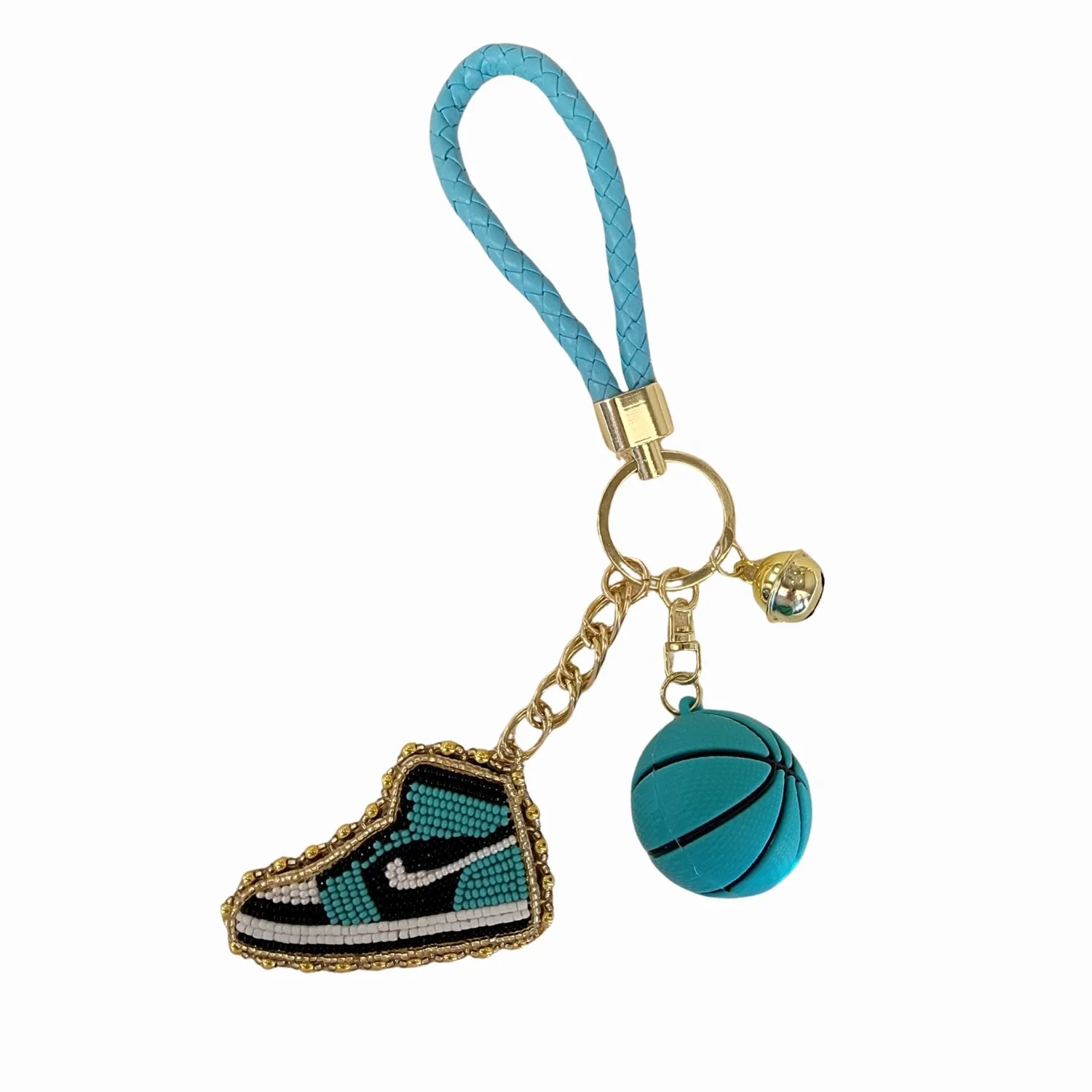 Turquoise Ball & Shoe Keychain Wristlet