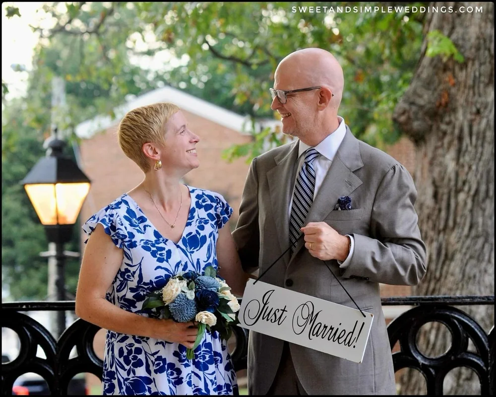 Congratulations to Laura &amp; Dennis, who came up from Richmond to soak in the beauty and romance of fall in the #HeartofWarrenton. &hearts;️

After a sweet and heartfelt elopement on the courthouse steps, they went to Claire&rsquo;s for a celebrati