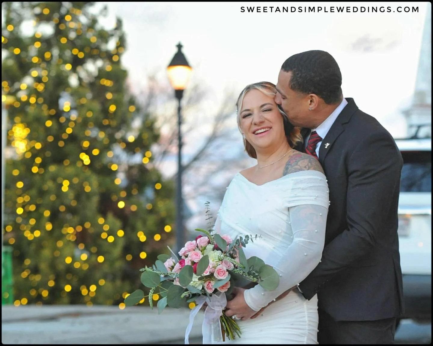 Congratulations to Emili and Marcus! &hearts;️😎🎄

There&rsquo;s a chill in the air but their hearts are warm, as locals driving by wave and shout their approvals and the holiday lights add beauty to our winter slumber. Thank you for coming to celeb