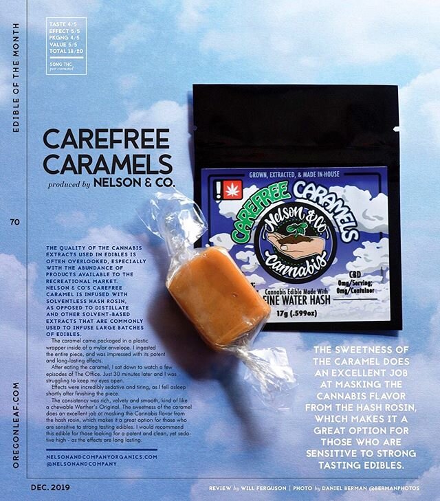 We are very pleased to have our Carefree Caramel included in the @oregonleaf December issue. Reviewed and tested by @__710dencies, photo taken by @bermanphotos, and coordinated by @lifted_stardust.
#hashrosinedibles #hashrosin #carefreecaramels #care