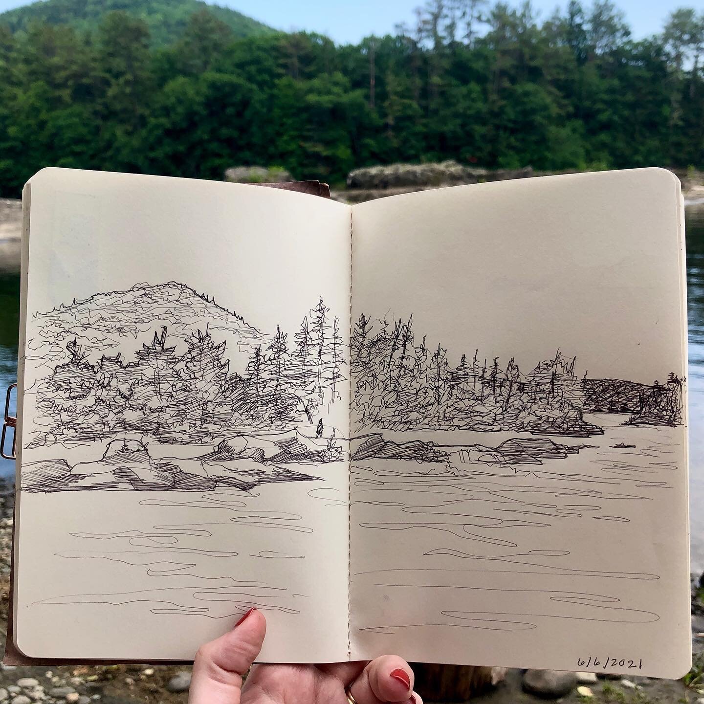 ✏️🌲#vt #connecticutriver #sketchbook #art #newengland #riverdays