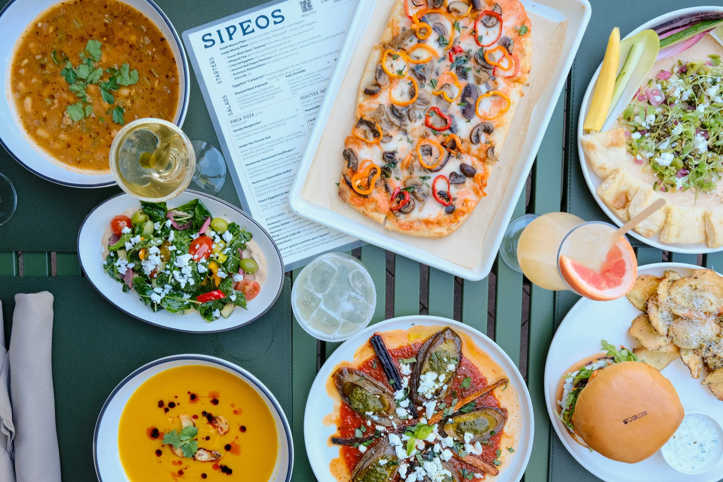 Sipeos flatbread and salad