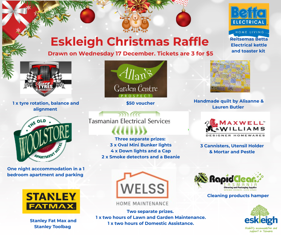 December Raffle Winners Raffle Winners β Eskleigh Foundation | Disability Care Tasmania