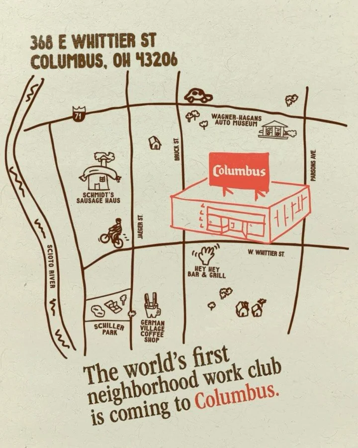 Our first club of 2026 is in......Columbus, OH!

Opening January 26. 🚀
368 E Whittier St. 📻

We&rsquo;re transforming a 7,000-square-foot storefront into Columbus&rsquo; headquarters for focus and connection. Quietly tucked back in German Village, 
