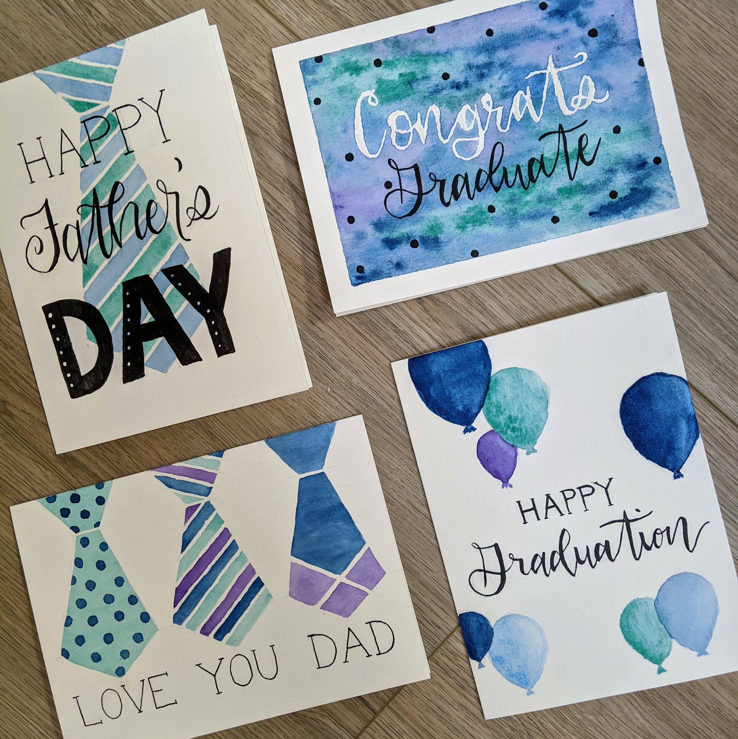 Easy Watercolor Card Ideas for Dads and Grads — Knit Paint Sew
