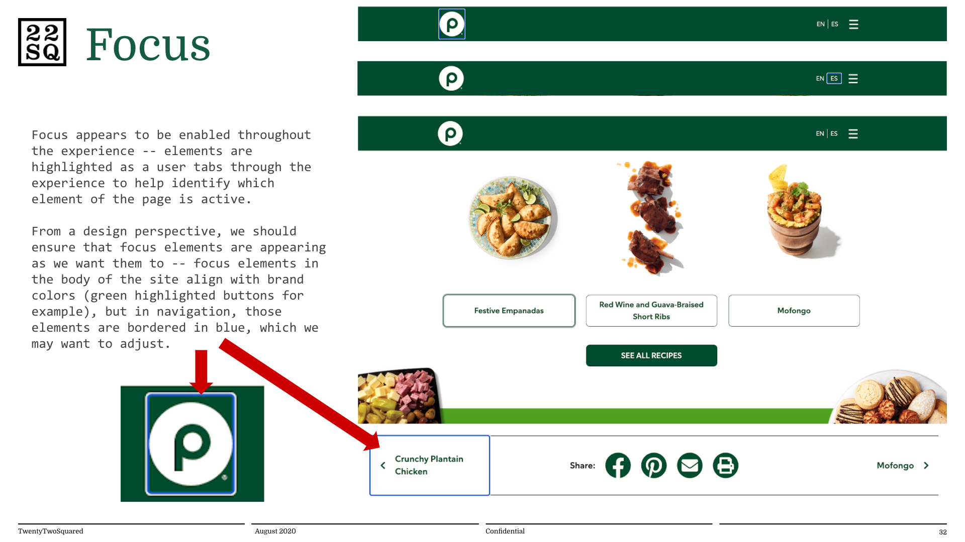Accessibility test result report, indicating findings related to the Focus aspect of accessibility.