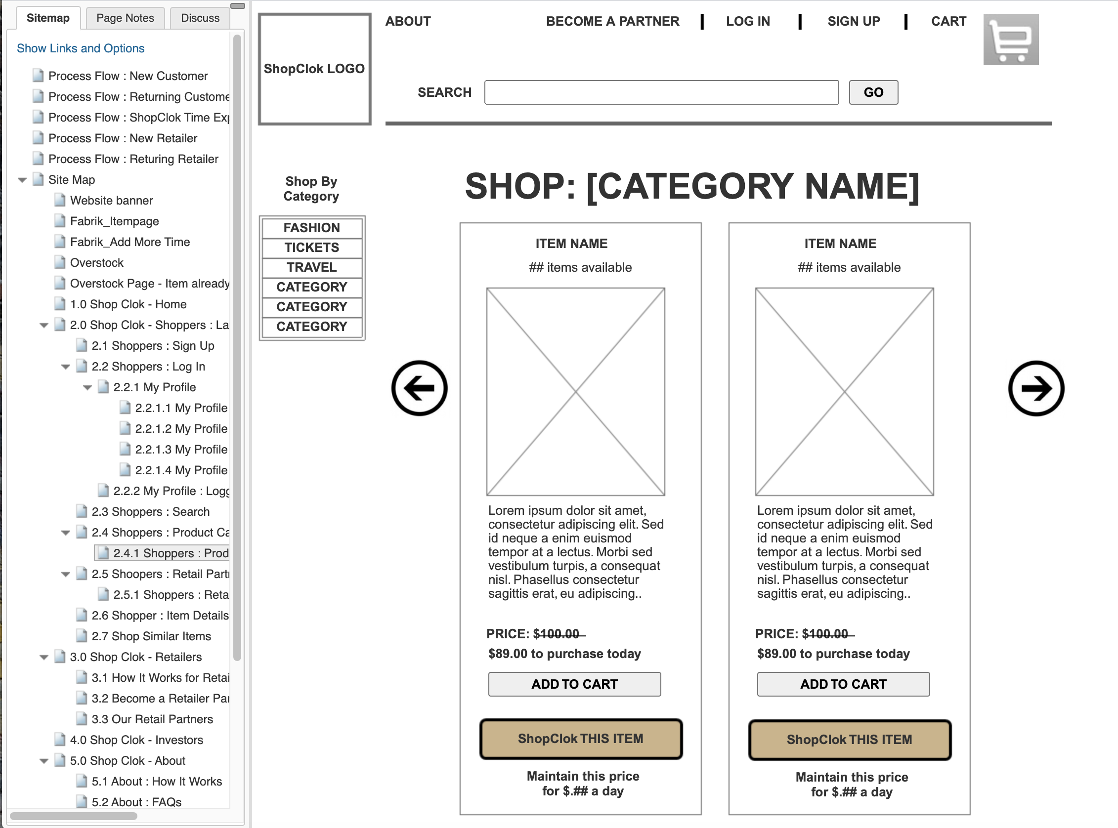 … crafted wireframes to work through the expressions of those user stories and process flows …