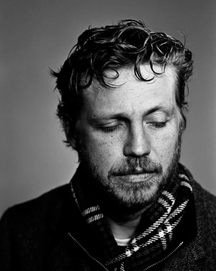 balck and white picture of a sad man