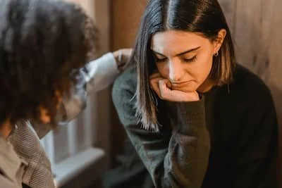 upset woman overthinking