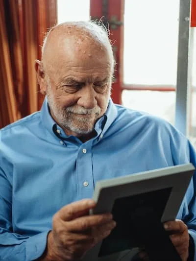 man trying to remember his deceased wife